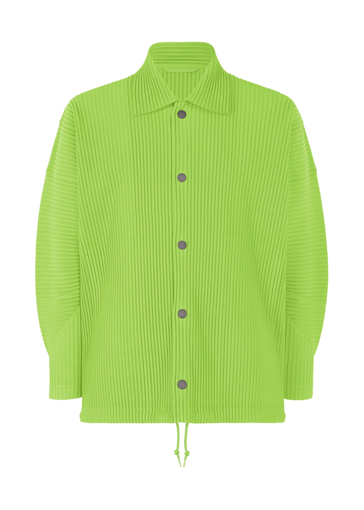 A product shot of the HOMME PLISSÉ ISSEY MIYAKE MC MARCH jacket in fresh green (64).