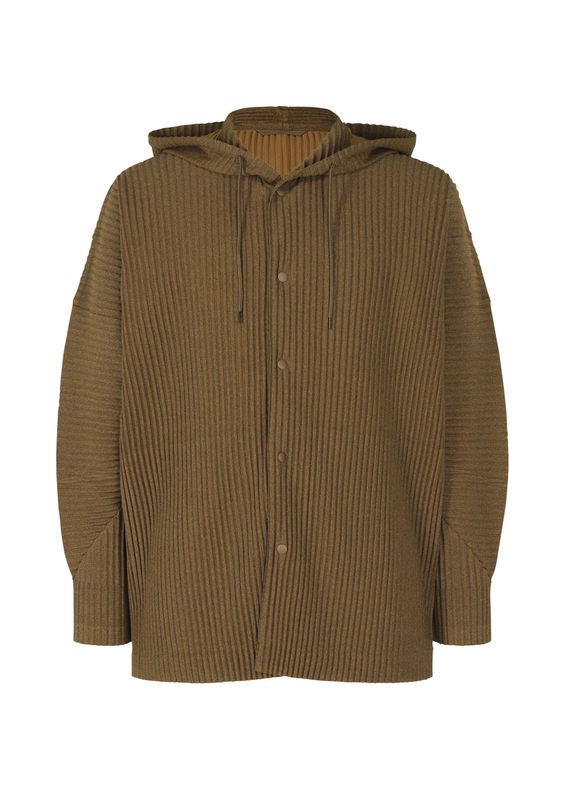 A product shot of the HOMME PLISSÉ ISSEY MIYAKE HEATHER PLEATS jacket in brown (44).