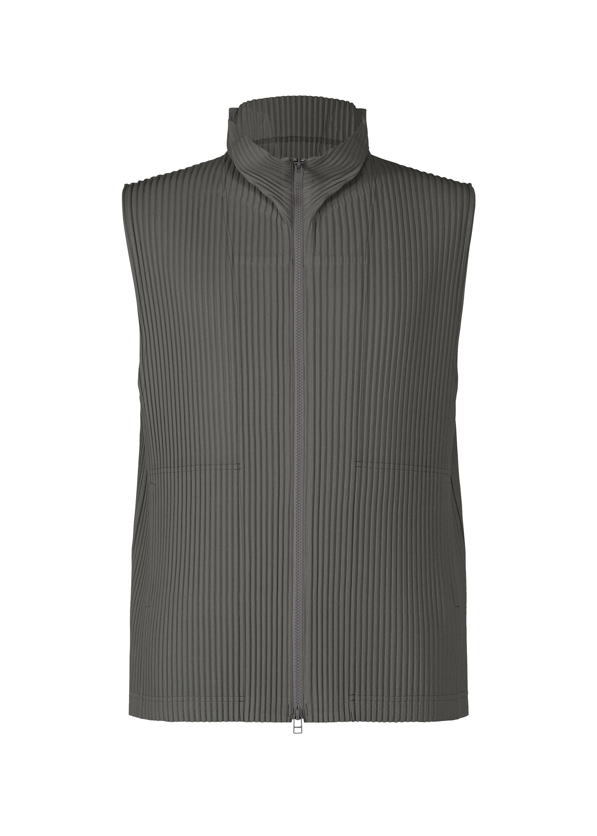 A product shot of the HOMME PLISSÉ ISSEY MIYAKE MC MARCH vest in charcoal grey (13).
