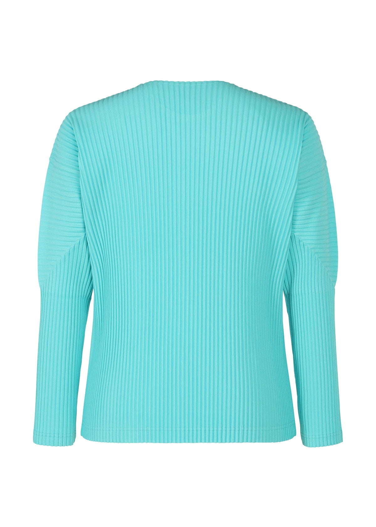 A detail shot of the HOMME PLISSÉ ISSEY MIYAKE COLOR PLEATS top.