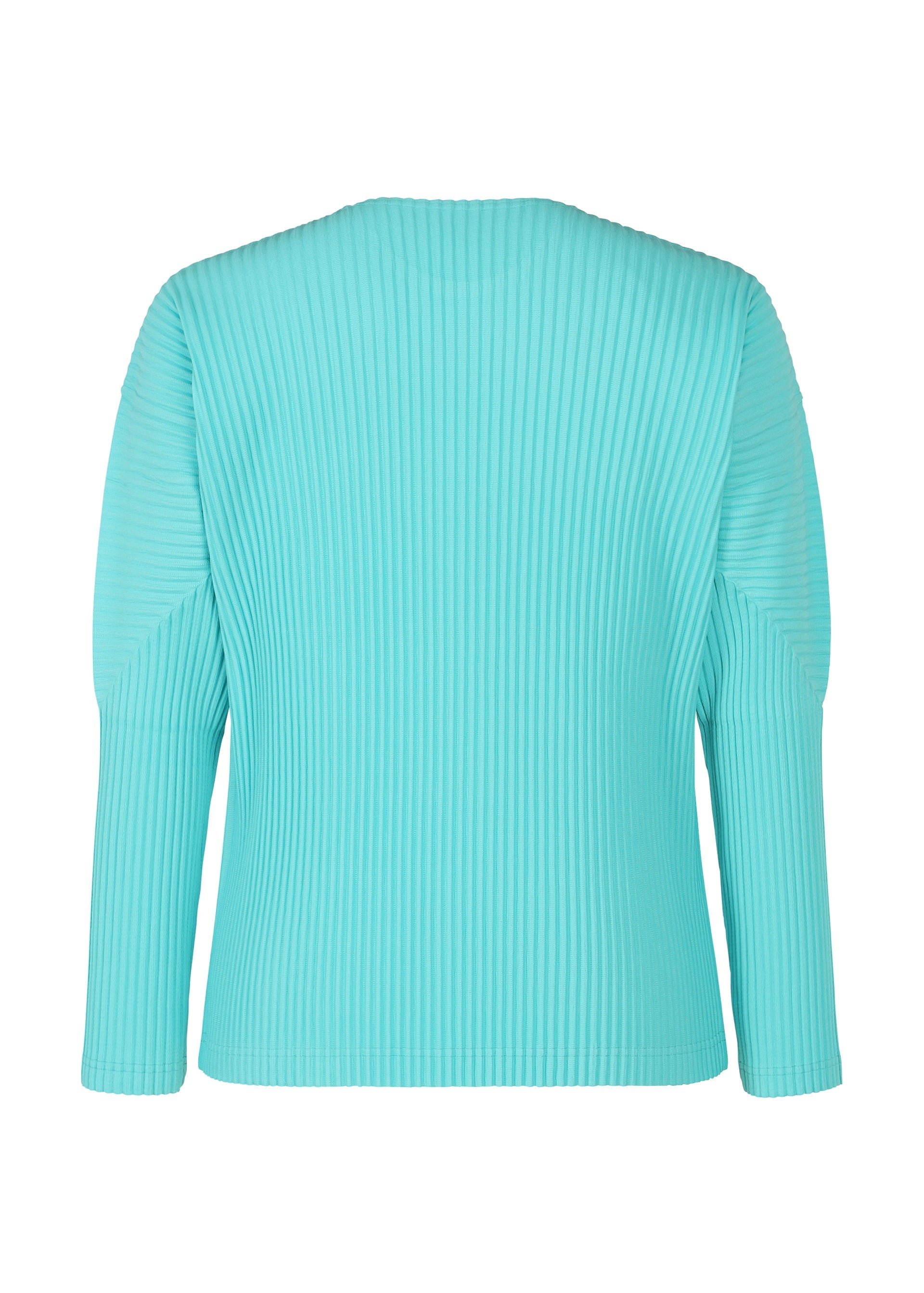 A detail shot of the HOMME PLISSÉ ISSEY MIYAKE COLOR PLEATS top.