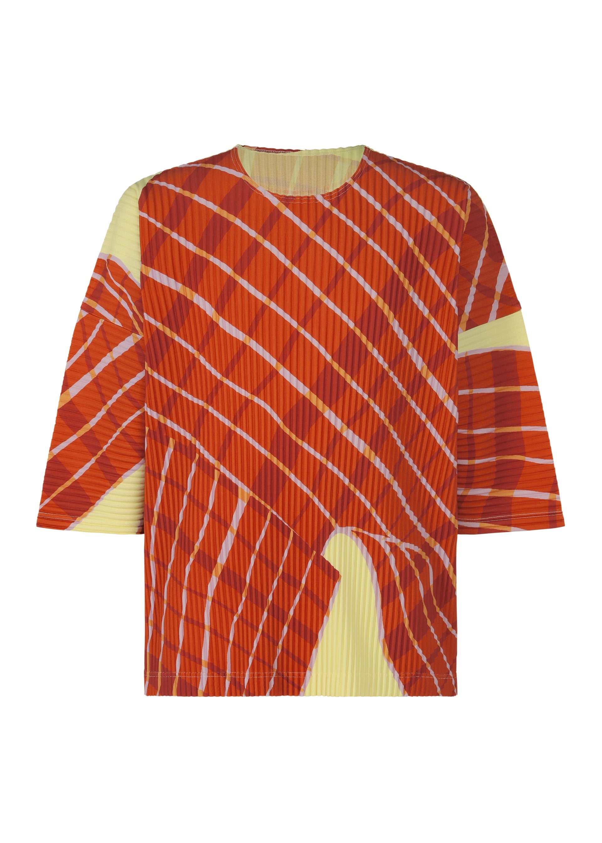 A product shot of the HOMME PLISSÉ ISSEY MIYAKE WINDSWEPT PLAID top in .
