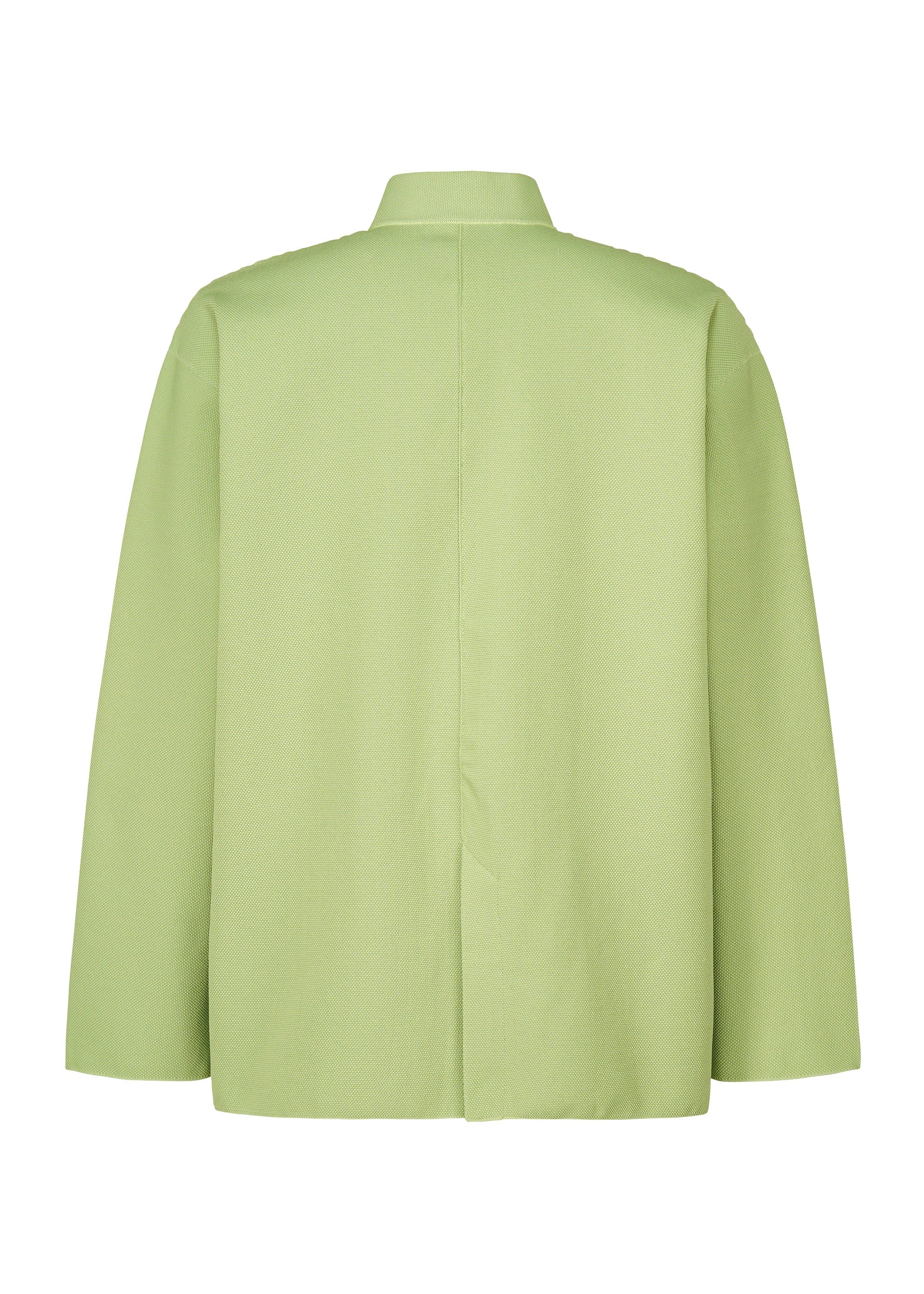 A detail shot of the HOMME PLISSÉ ISSEY MIYAKE INLAID KNIT jacket.