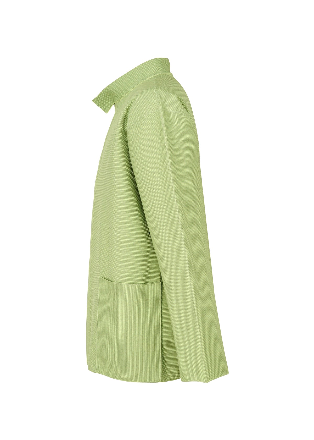 A detail shot of the HOMME PLISSÉ ISSEY MIYAKE INLAID KNIT jacket.