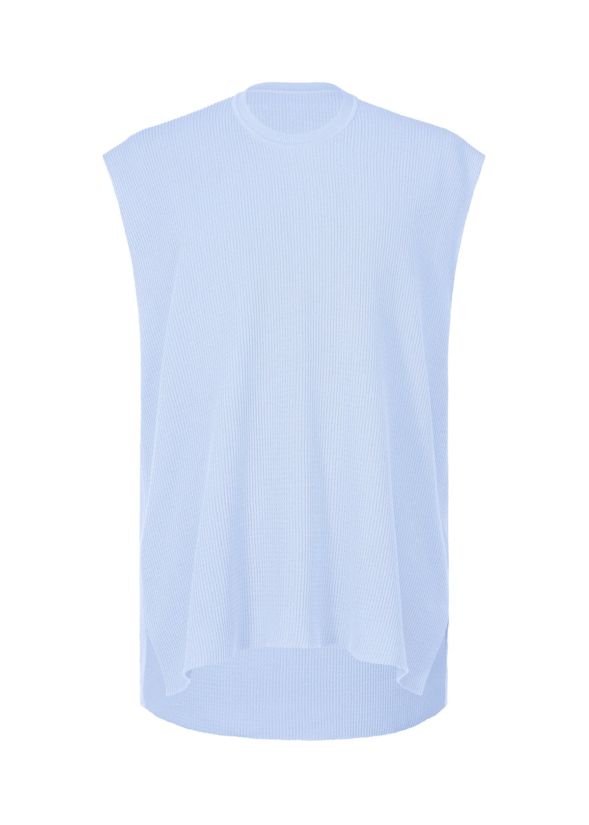 A product shot of the HOMME PLISSÉ ISSEY MIYAKE TIGHT TWIST COTTON KNIT vest in sky blue (70).