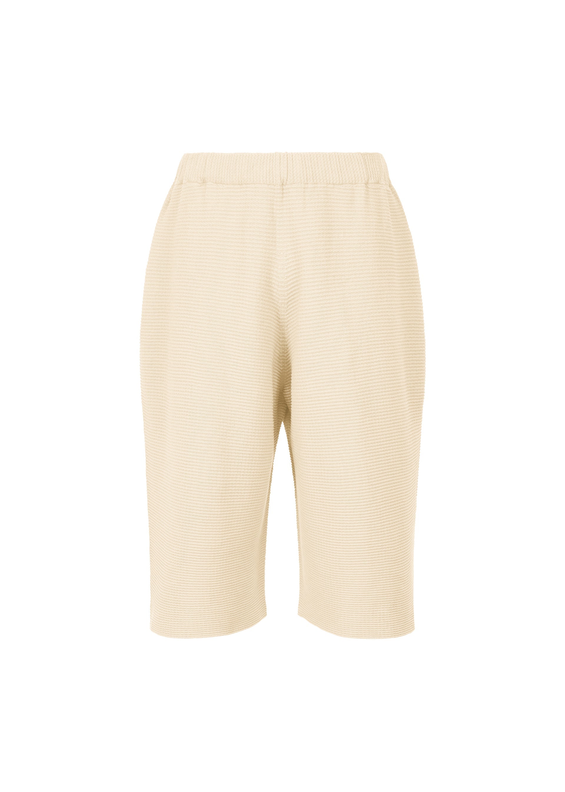 A product shot of the HOMME PLISSÉ ISSEY MIYAKE TIGHT TWIST COTTON KNIT trousers in beige (40).
