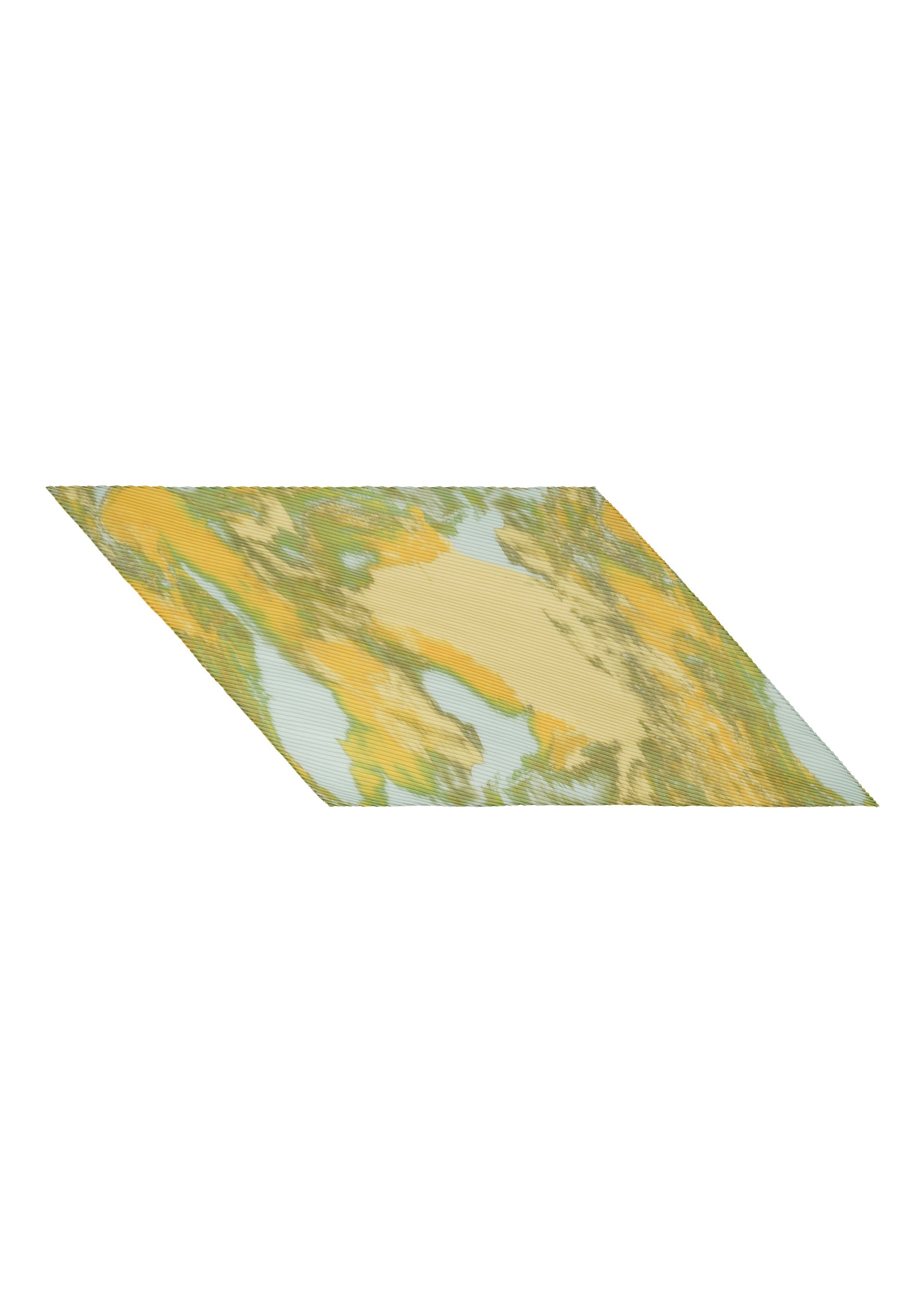 A product shot of the HOMME PLISSÉ ISSEY MIYAKE AGATE SCARF stole in yellow.