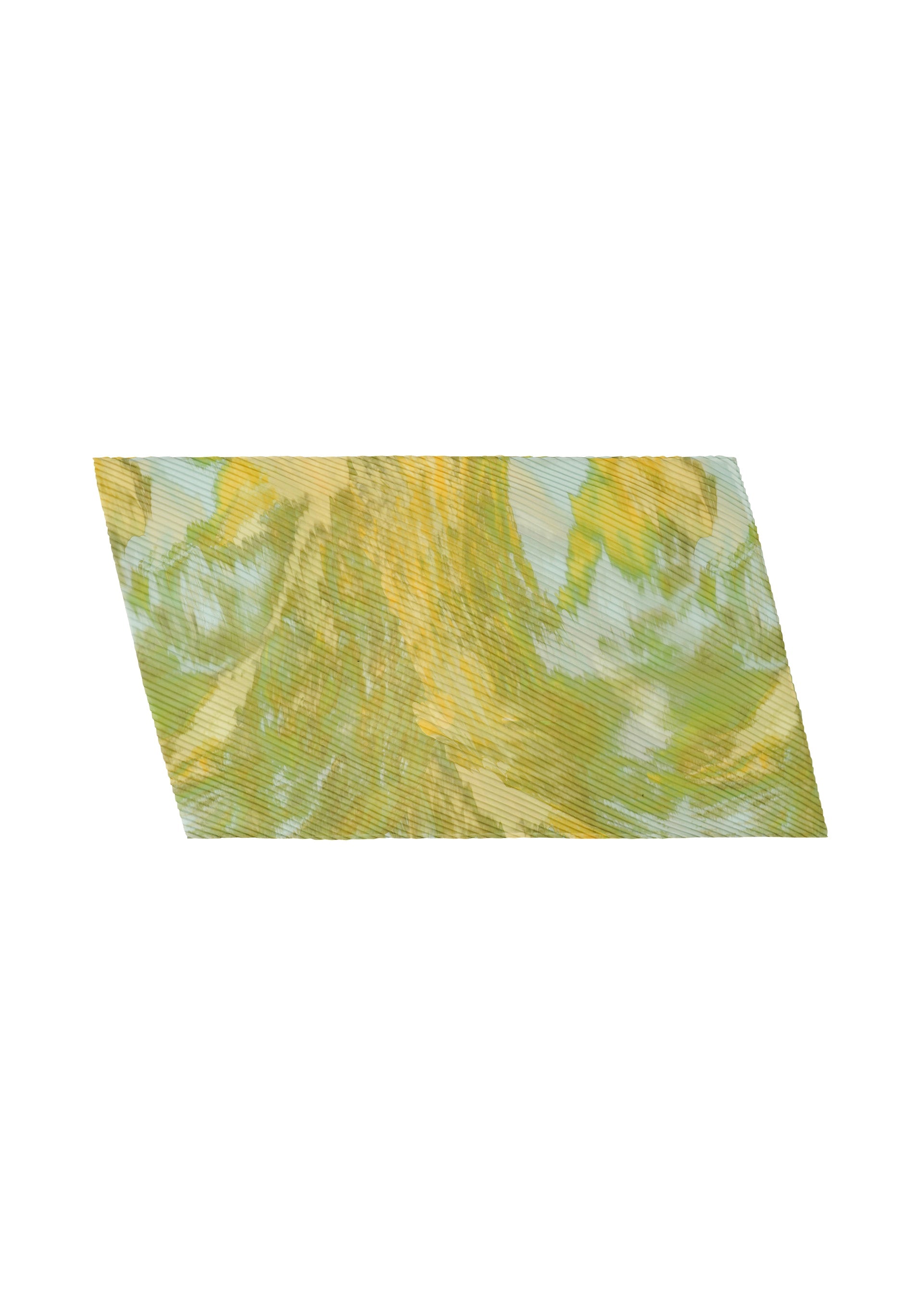 A product shot of the HOMME PLISSÉ ISSEY MIYAKE AGATE SCARF stole in yellow.