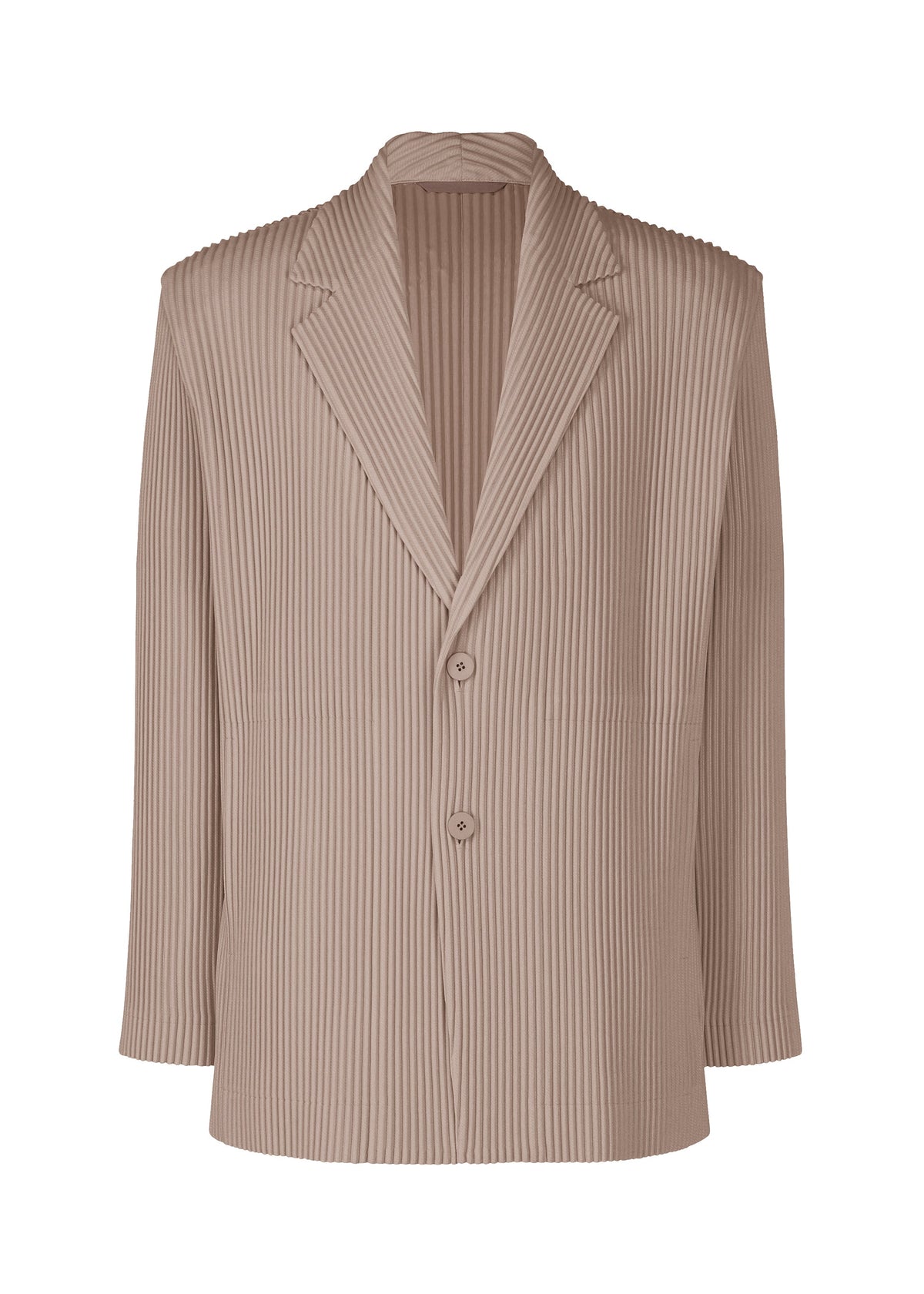 A product shot of the HOMME PLISSÉ ISSEY MIYAKE KERSEY PLEATS jacket in grey (12).