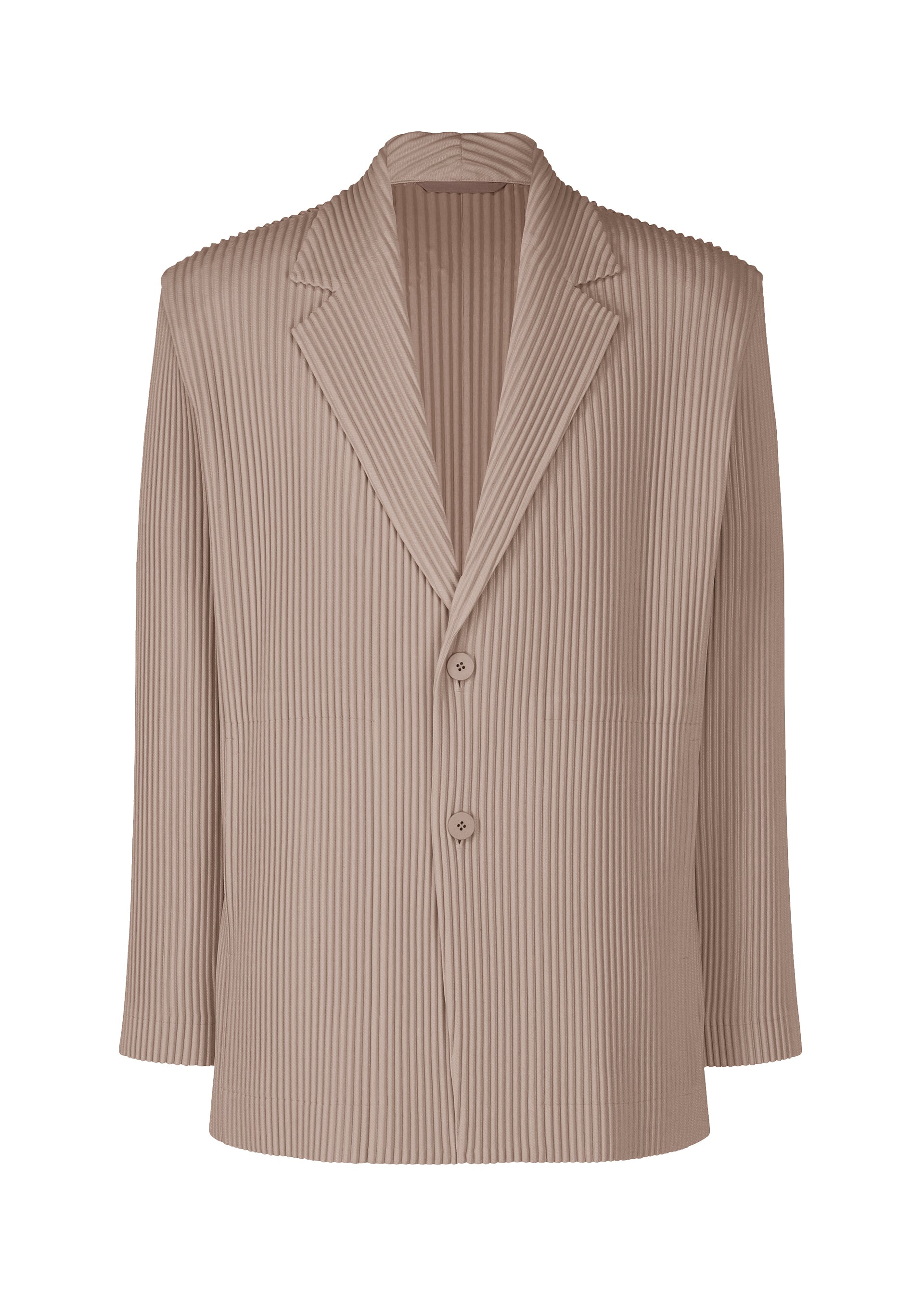 A product shot of the HOMME PLISSÉ ISSEY MIYAKE KERSEY PLEATS jacket in grey (12).