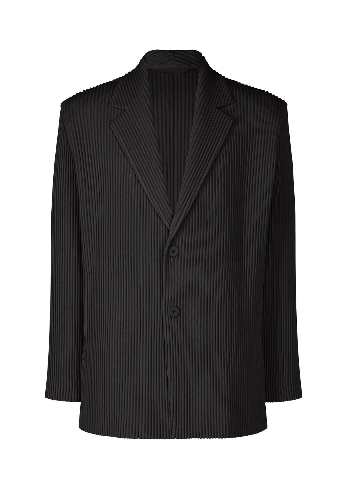 A product shot of the HOMME PLISSÉ ISSEY MIYAKE KERSEY PLEATS jacket in black (15).