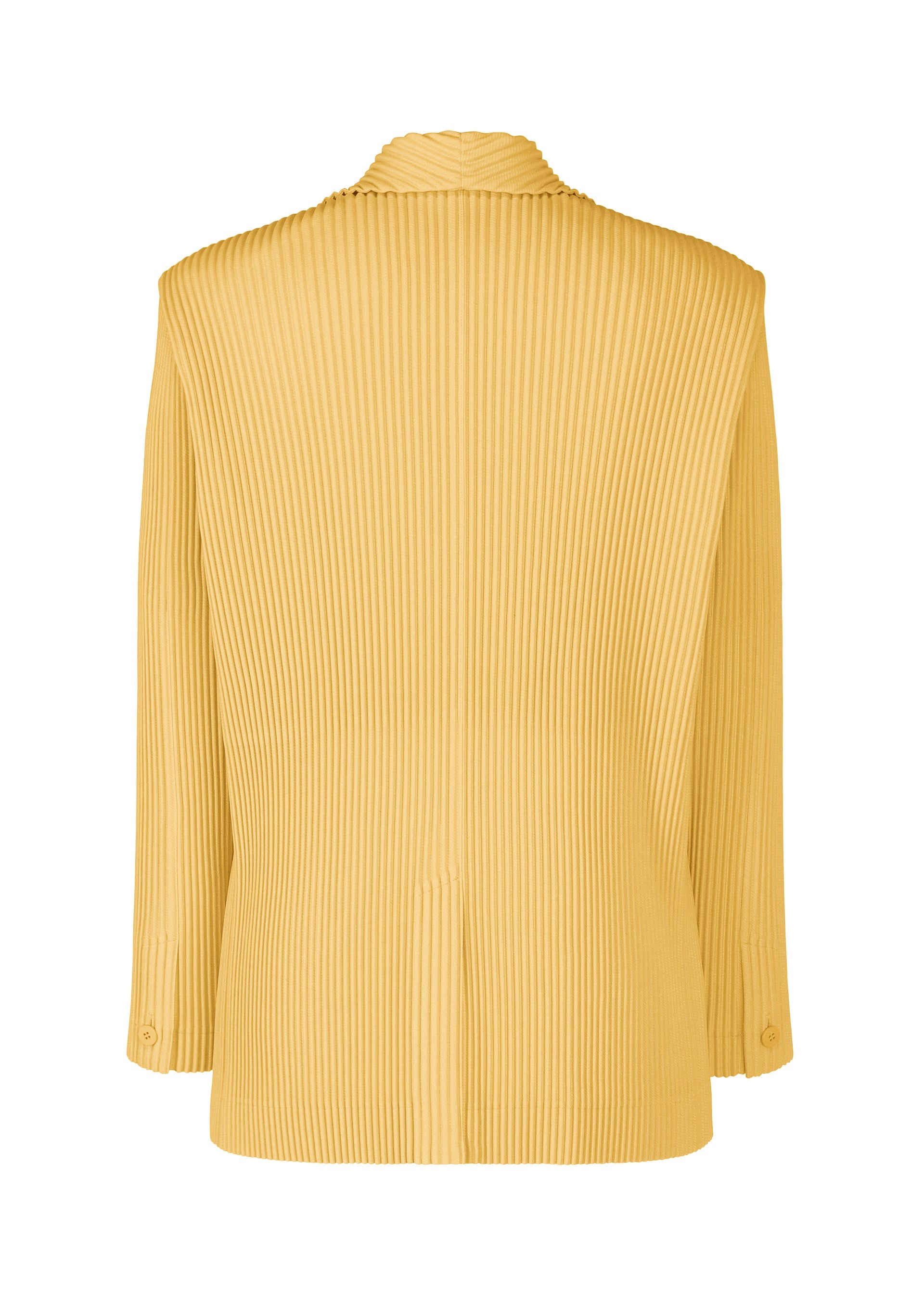 A detail shot of the HOMME PLISSÉ ISSEY MIYAKE KERSEY PLEATS jacket.