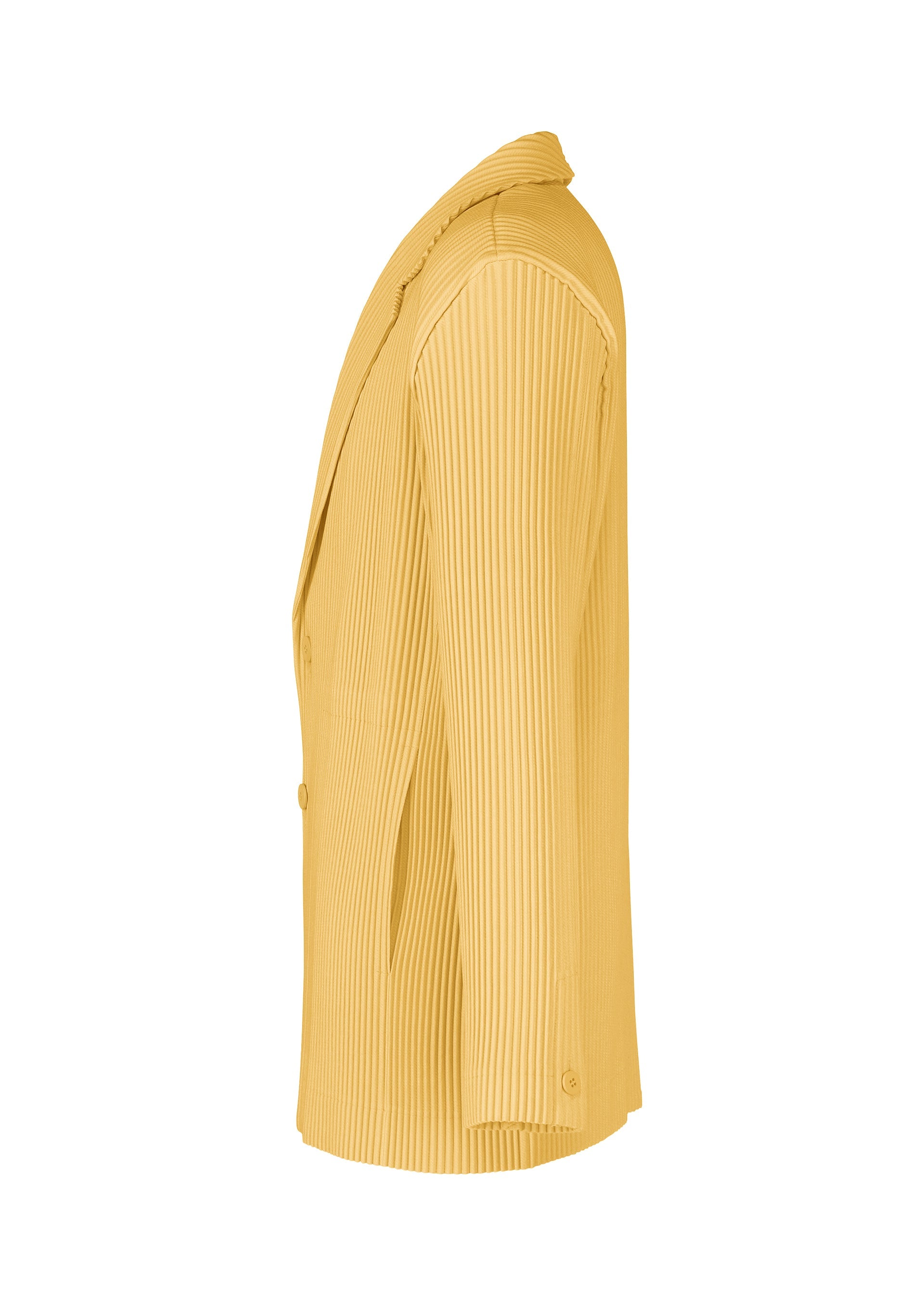 A detail shot of the HOMME PLISSÉ ISSEY MIYAKE KERSEY PLEATS jacket.