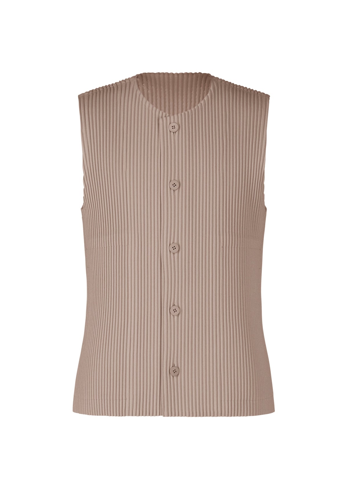 A product shot of the HOMME PLISSÉ ISSEY MIYAKE KERSEY PLEATS vest in grey (12).