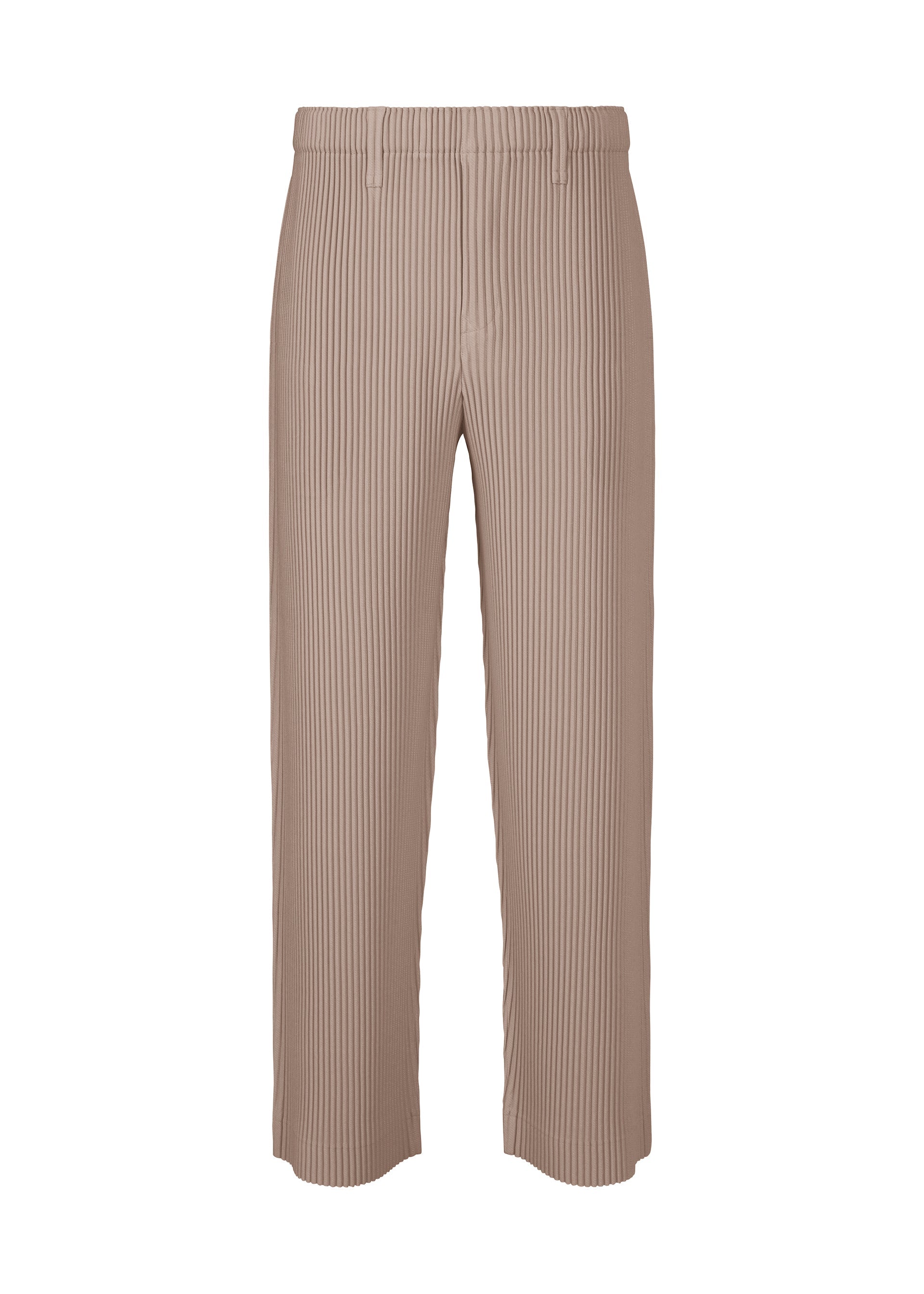 A product shot of the HOMME PLISSÉ ISSEY MIYAKE KERSEY PLEATS trousers in grey (12).