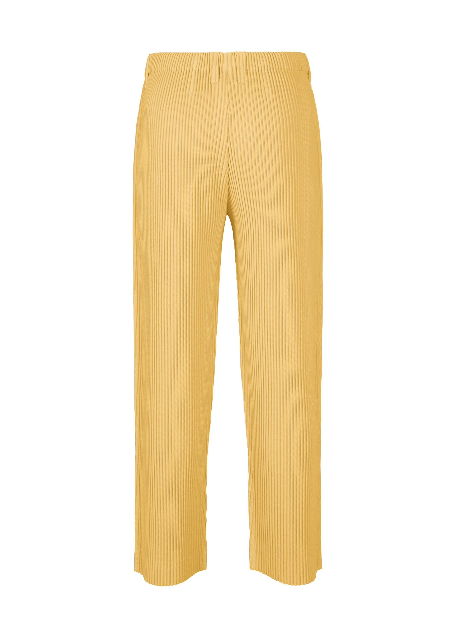 A detail shot of the HOMME PLISSÉ ISSEY MIYAKE KERSEY PLEATS trousers.