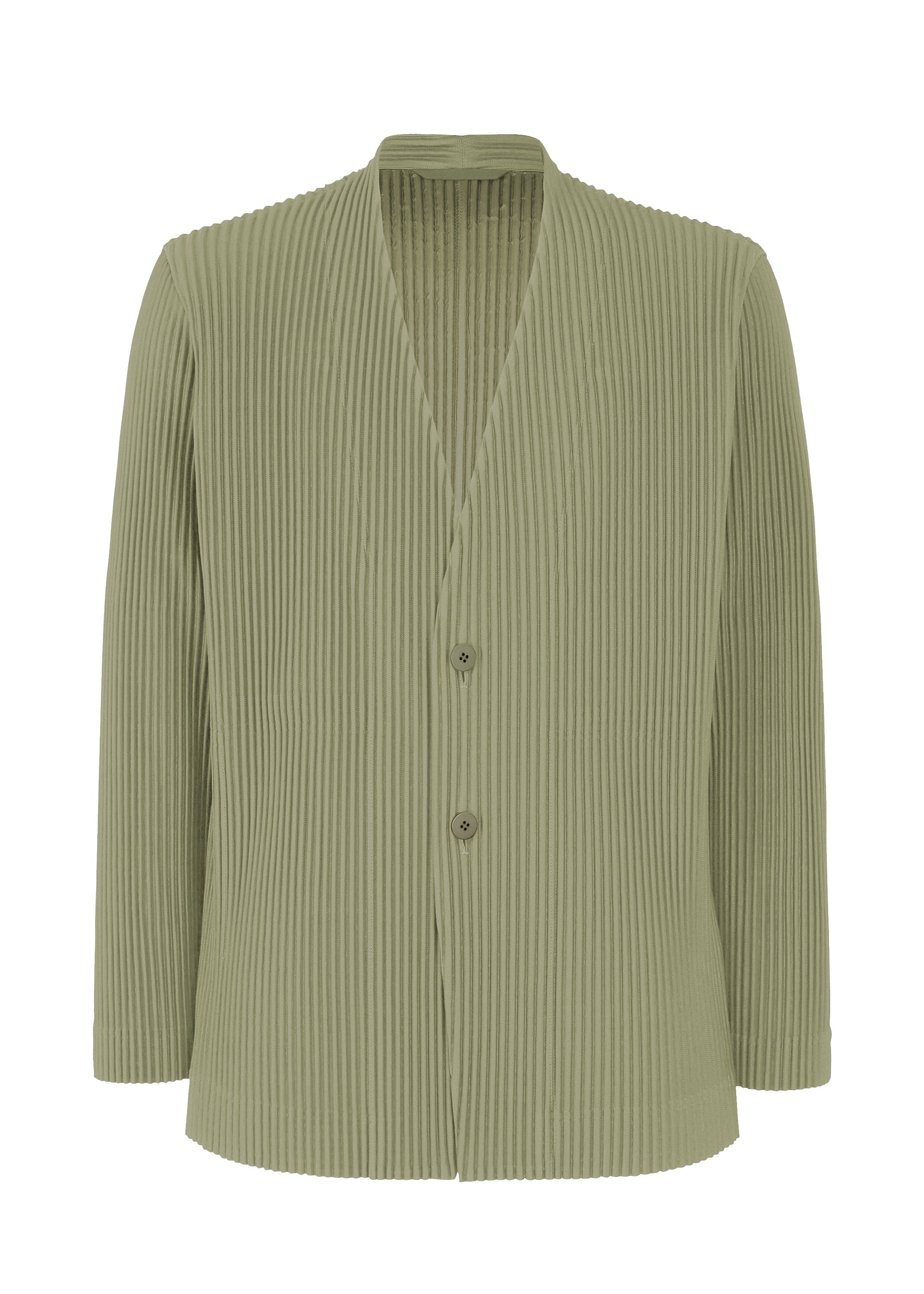 TAILORED PLEATS 2 Short Collarless Jacket Mangan Green – The