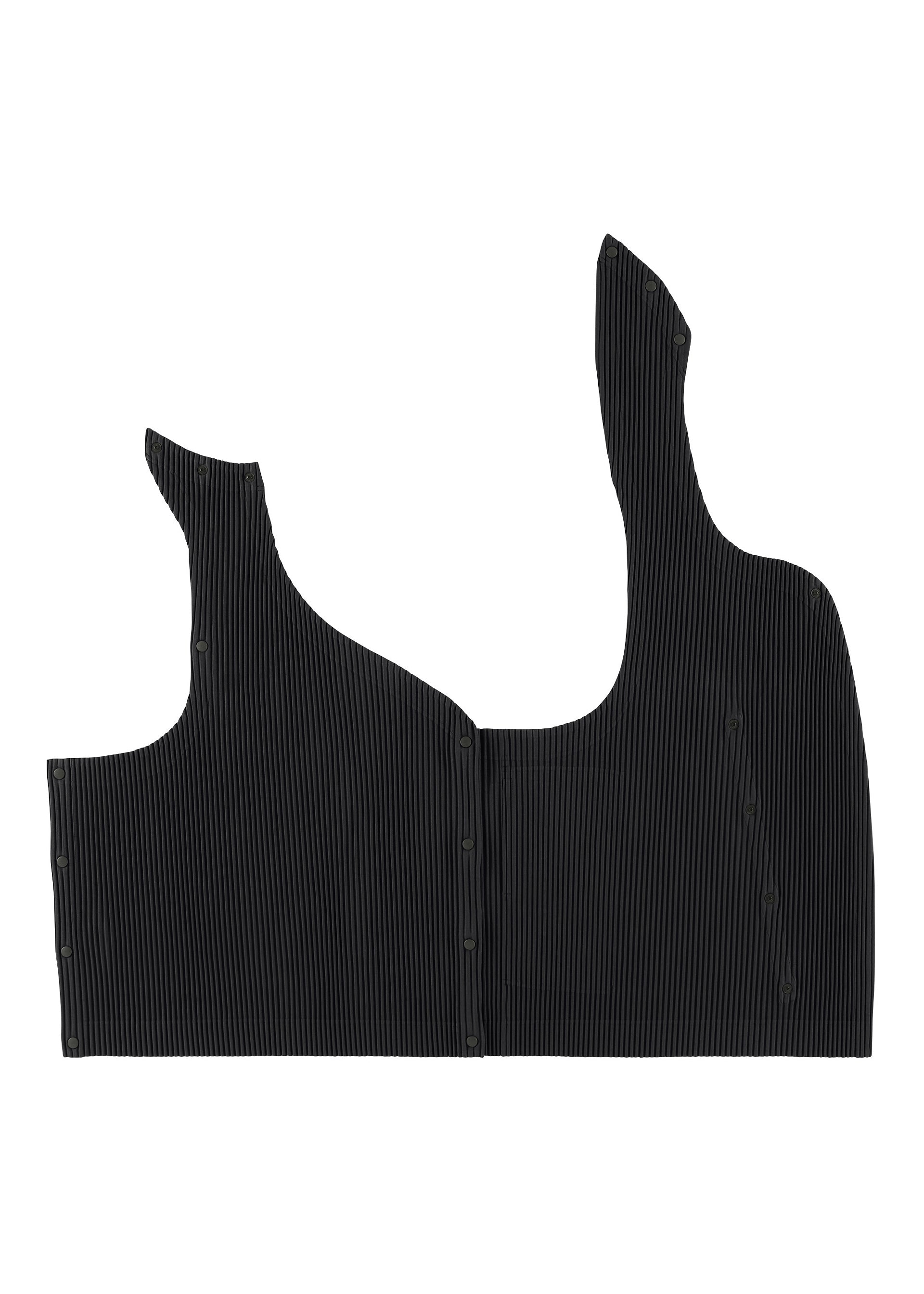 A detail shot of the HOMME PLISSÉ ISSEY MIYAKE STONE CLOUD vest.