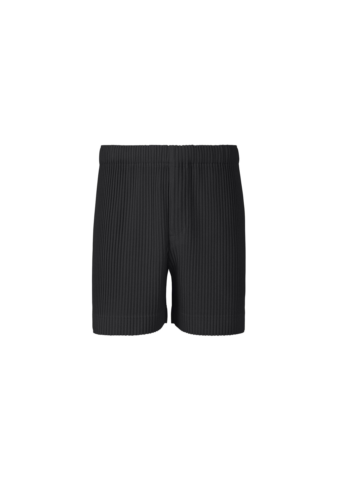 A product shot of the HOMME PLISSÉ ISSEY MIYAKE MONTHLY COLORS JULY trousers in black.