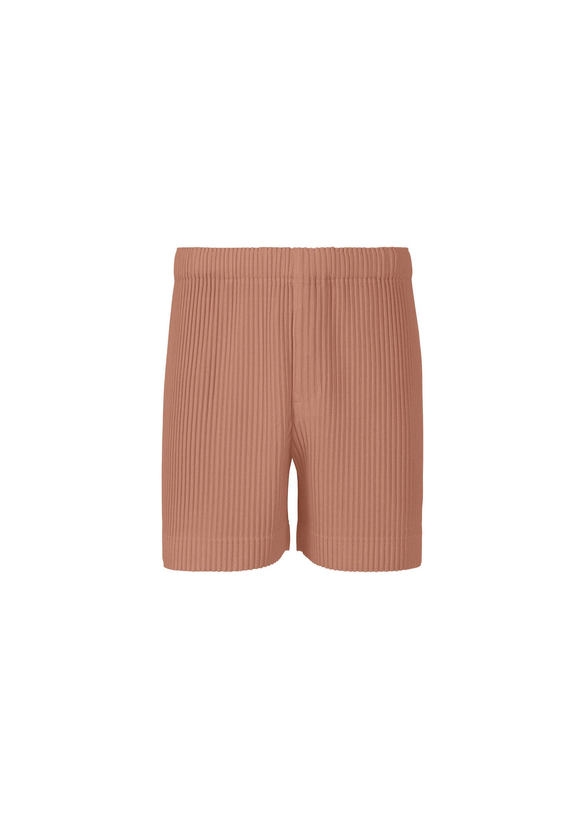 A product shot of the HOMME PLISSÉ ISSEY MIYAKE MONTHLY COLORS JULY trousers in vanadinite red.
