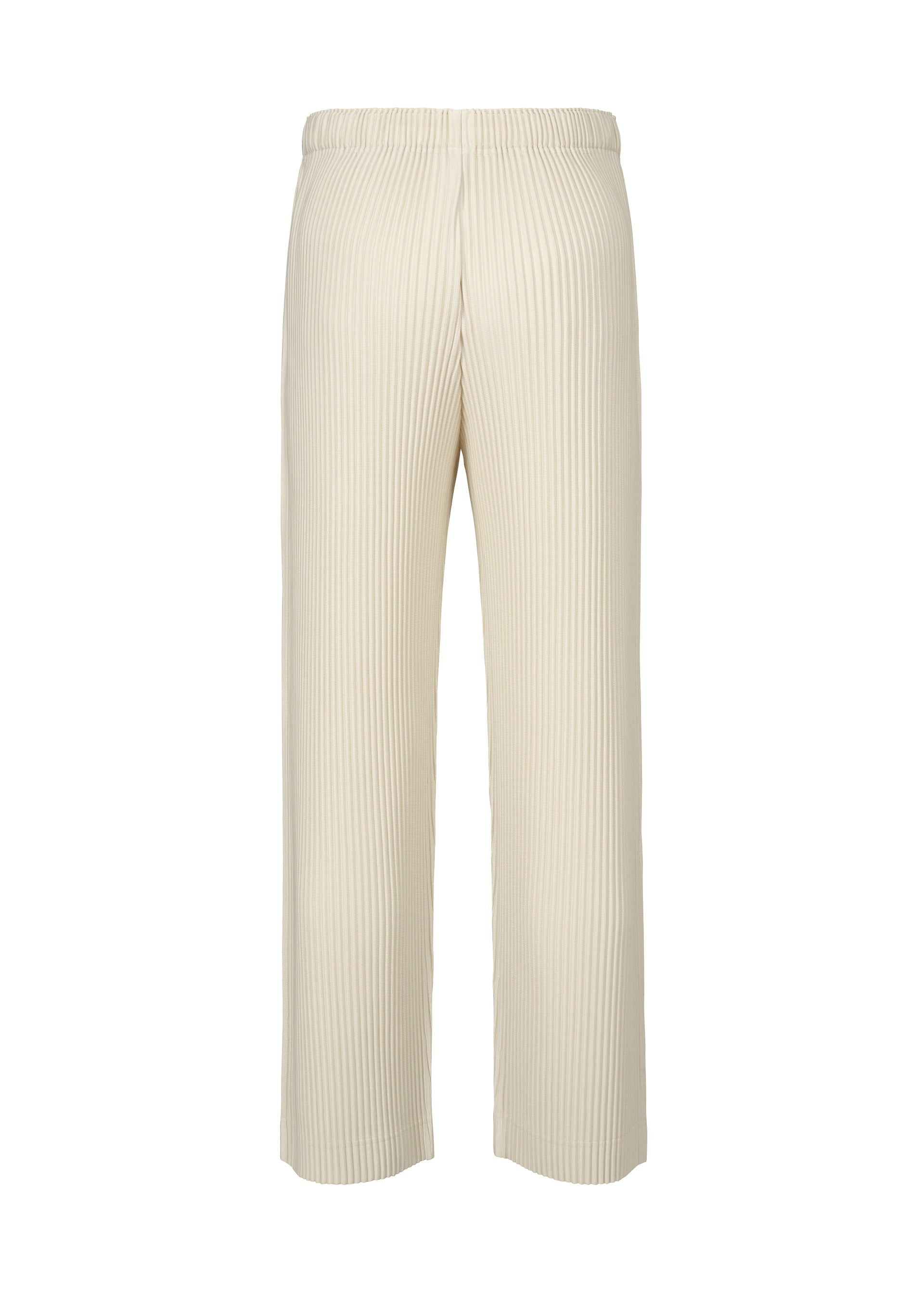 A detail shot of the HOMME PLISSÉ ISSEY MIYAKE MONTHLY COLORS SEPTEMBER trousers.