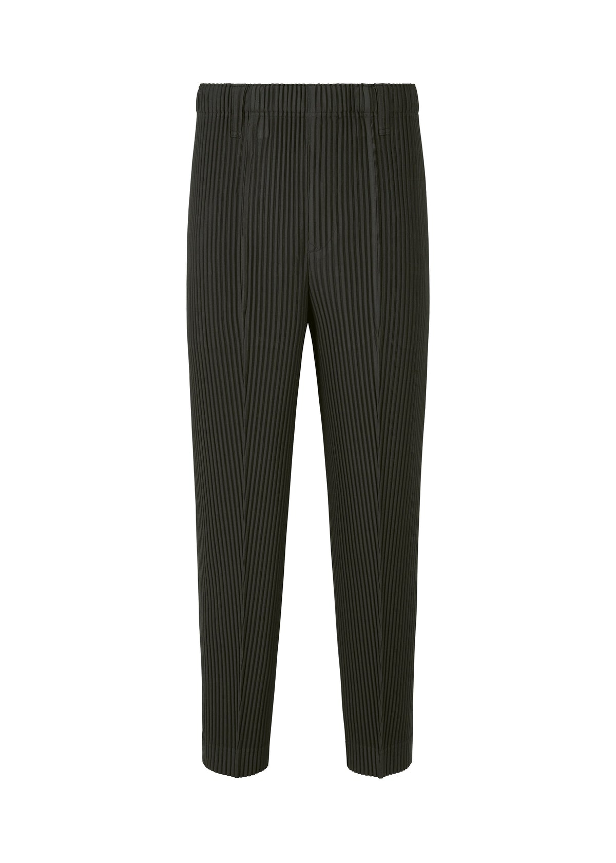 A product shot of the HOMME PLISSÉ ISSEY MIYAKE COMPLEAT TROUSERS trousers in coke grey.