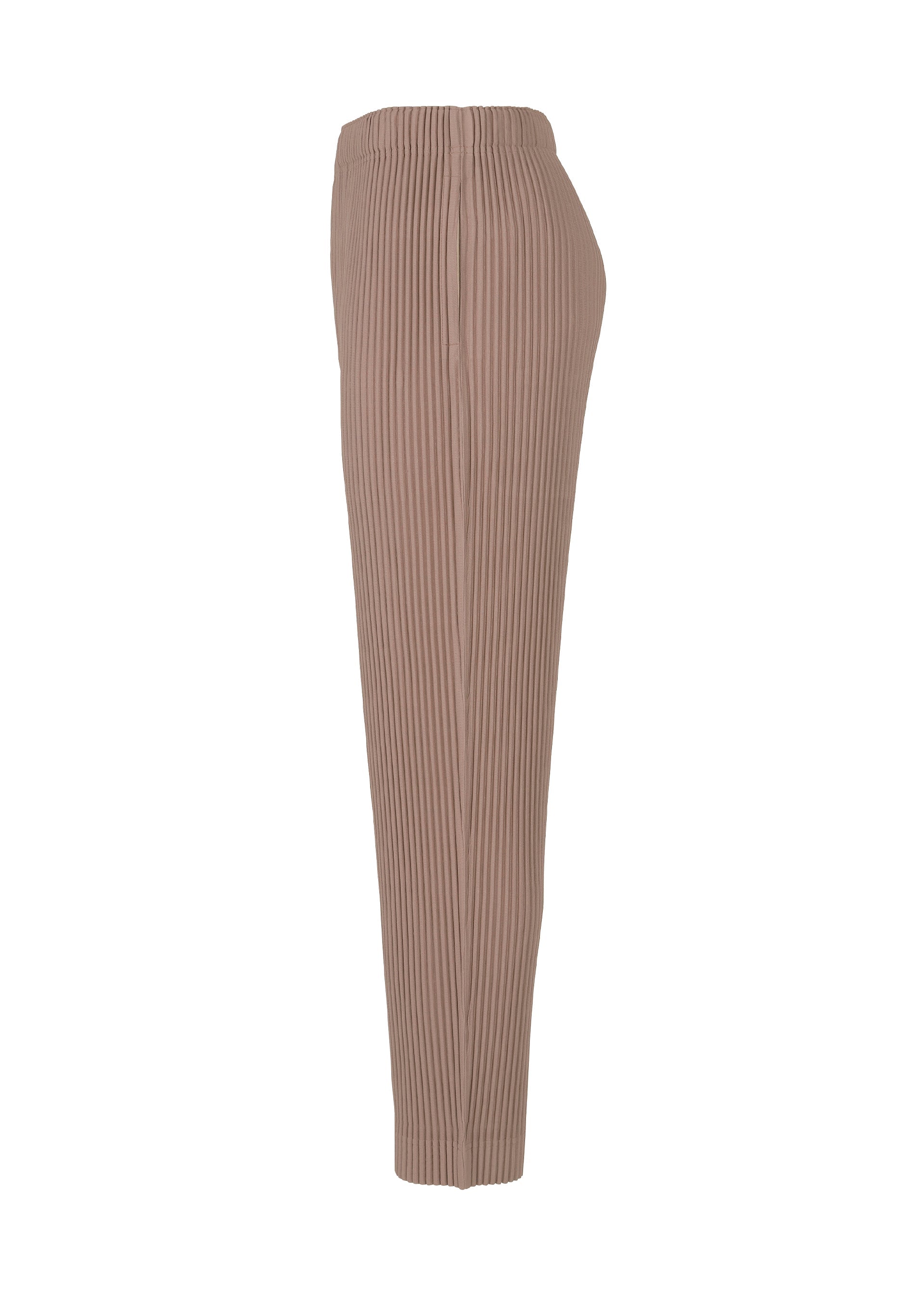 A detail shot of the HOMME PLISSÉ ISSEY MIYAKE COLOR PLEATS trousers.