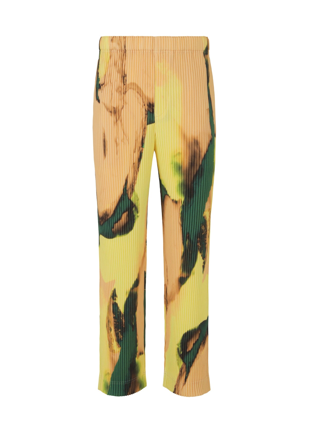 A product shot of the HOMME PLISSÉ ISSEY MIYAKE AGATE trousers in orange beige.