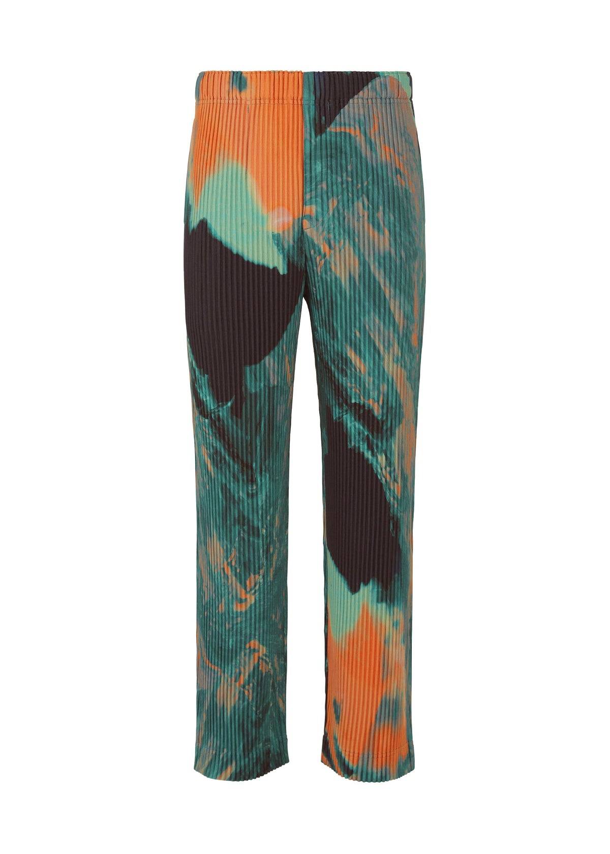 A product shot of the HOMME PLISSÉ ISSEY MIYAKE AGATE trousers in green.