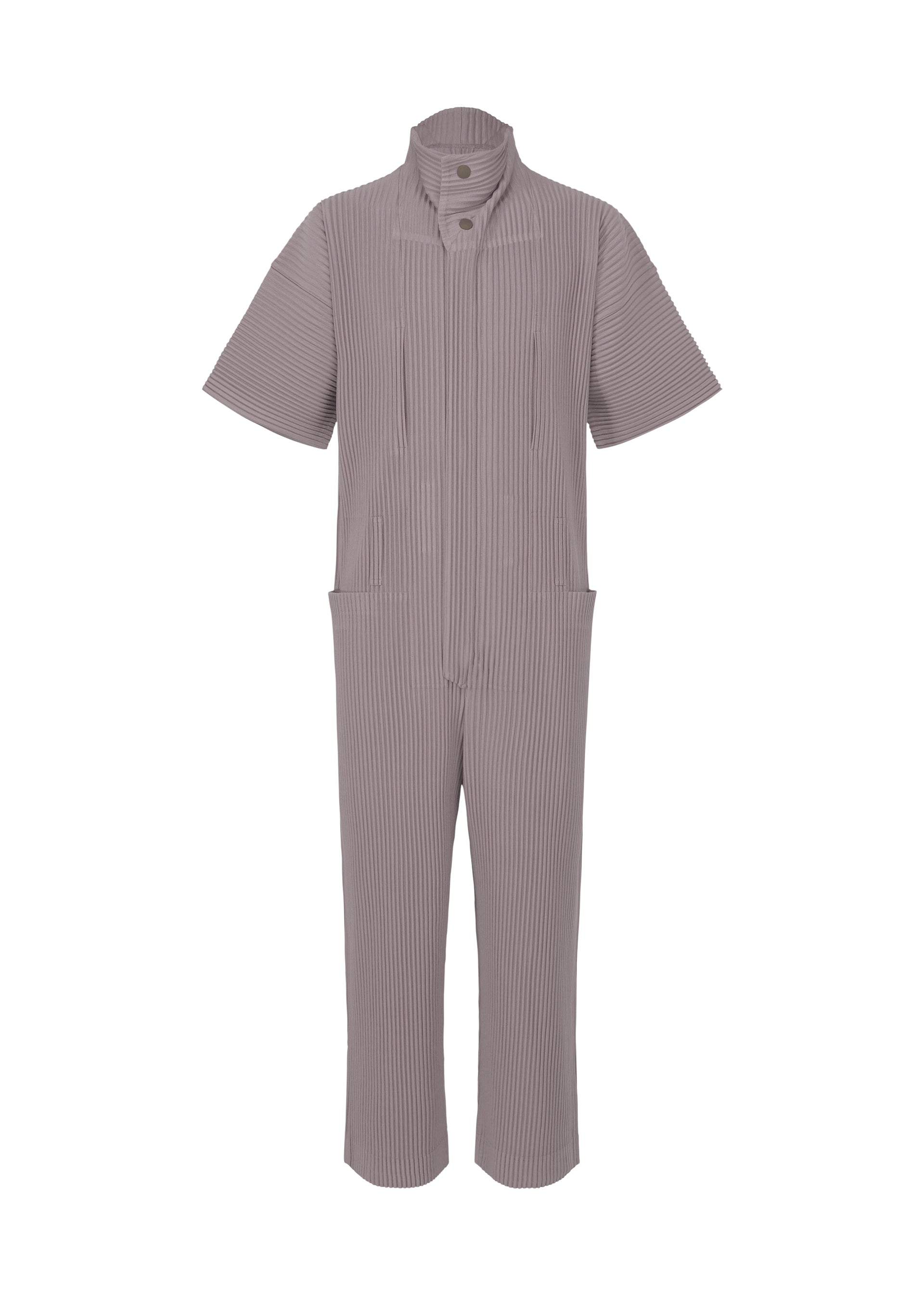 A product shot of the HOMME PLISSÉ ISSEY MIYAKE PLEATS BOTTOMS 1 jumpsuit in burnt purple (85).