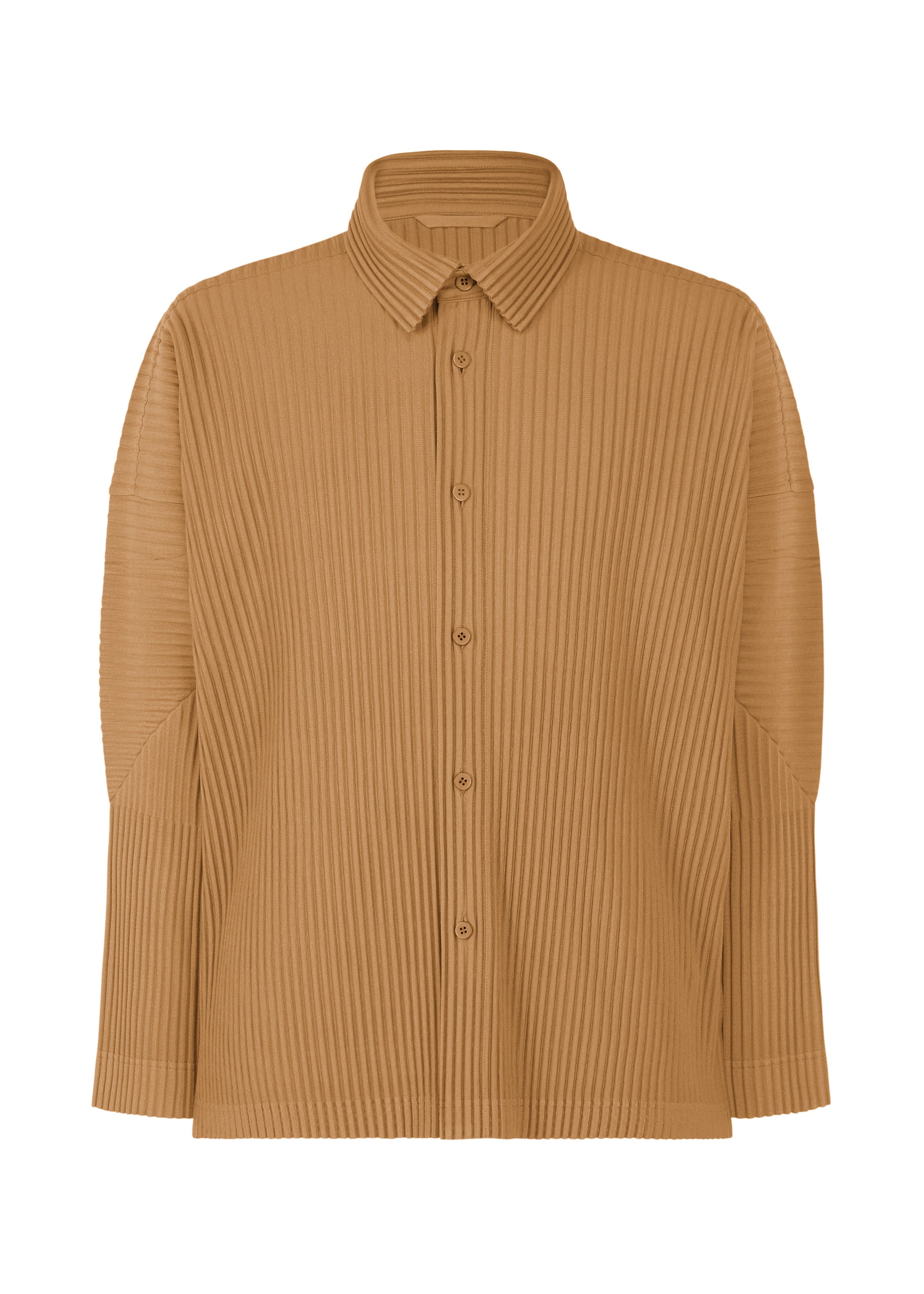 A product shot of the HOMME PLISSÉ ISSEY MIYAKE MONTHLY COLORS OCTOBER shirt in paesina brown (45).