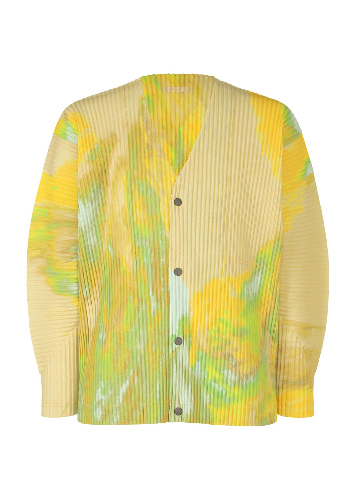 A product shot of the HOMME PLISSÉ ISSEY MIYAKE AGATE shirt in yellow.