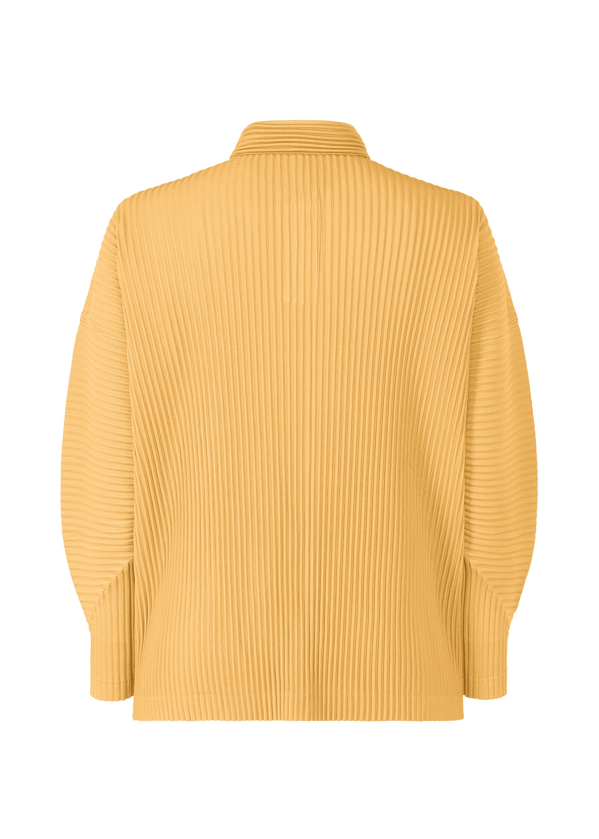 A detail shot of the HOMME PLISSÉ ISSEY MIYAKE MONTHLY COLORS AUGUST shirt.