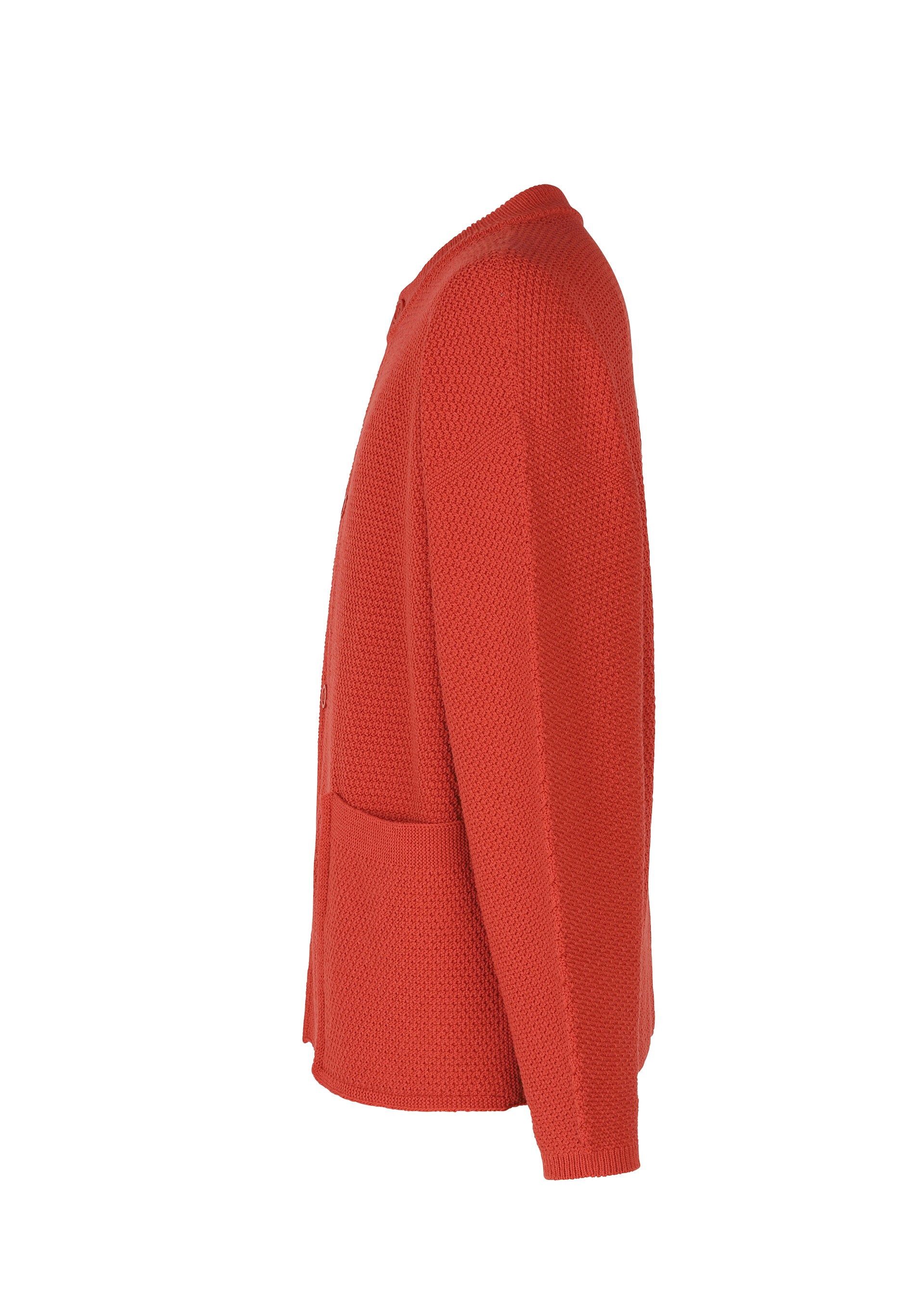 A detail shot of the HOMME PLISSÉ ISSEY MIYAKE RUSTIC KNIT jacket.