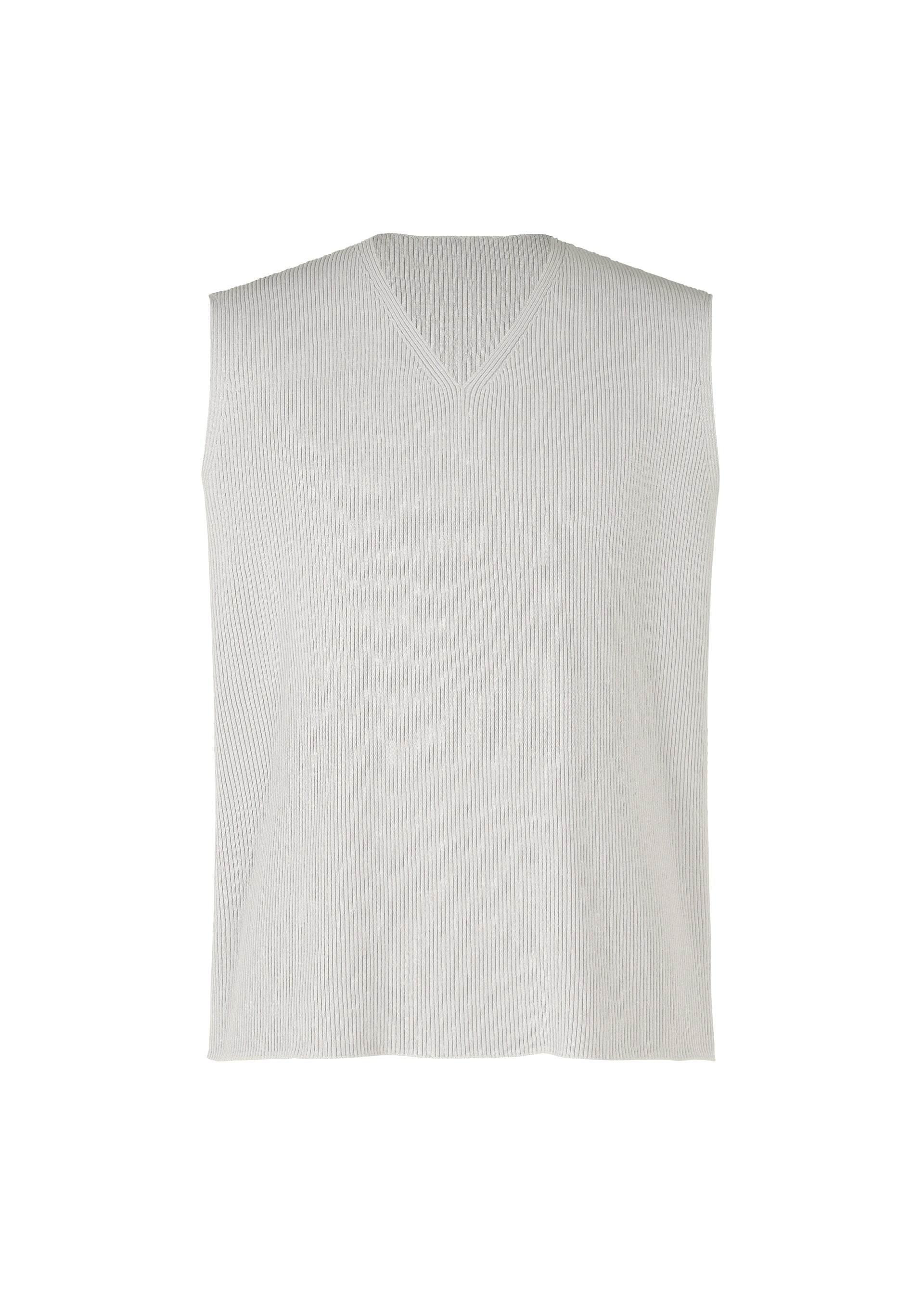 A product shot of the HOMME PLISSÉ ISSEY MIYAKE BASIC KNIT vest in light grey (11).