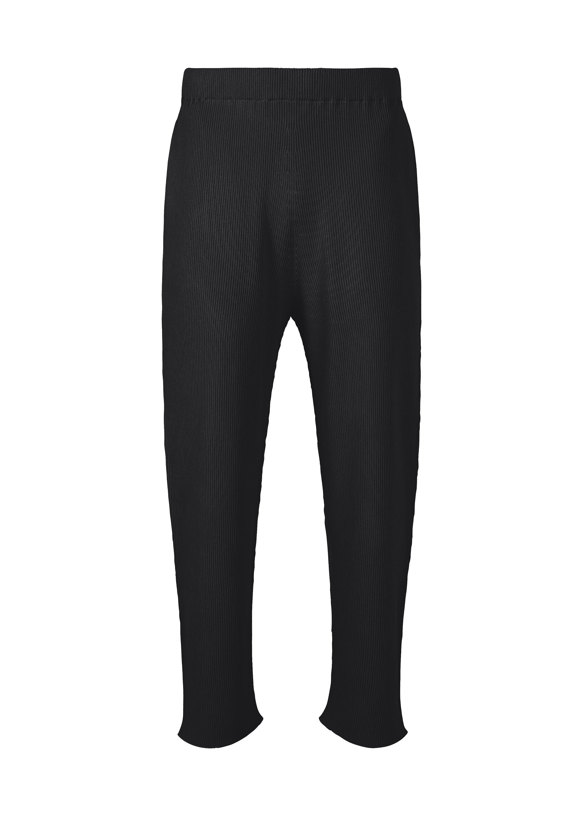A product shot of the HOMME PLISSÉ ISSEY MIYAKE BASIC KNIT trousers in black (15).