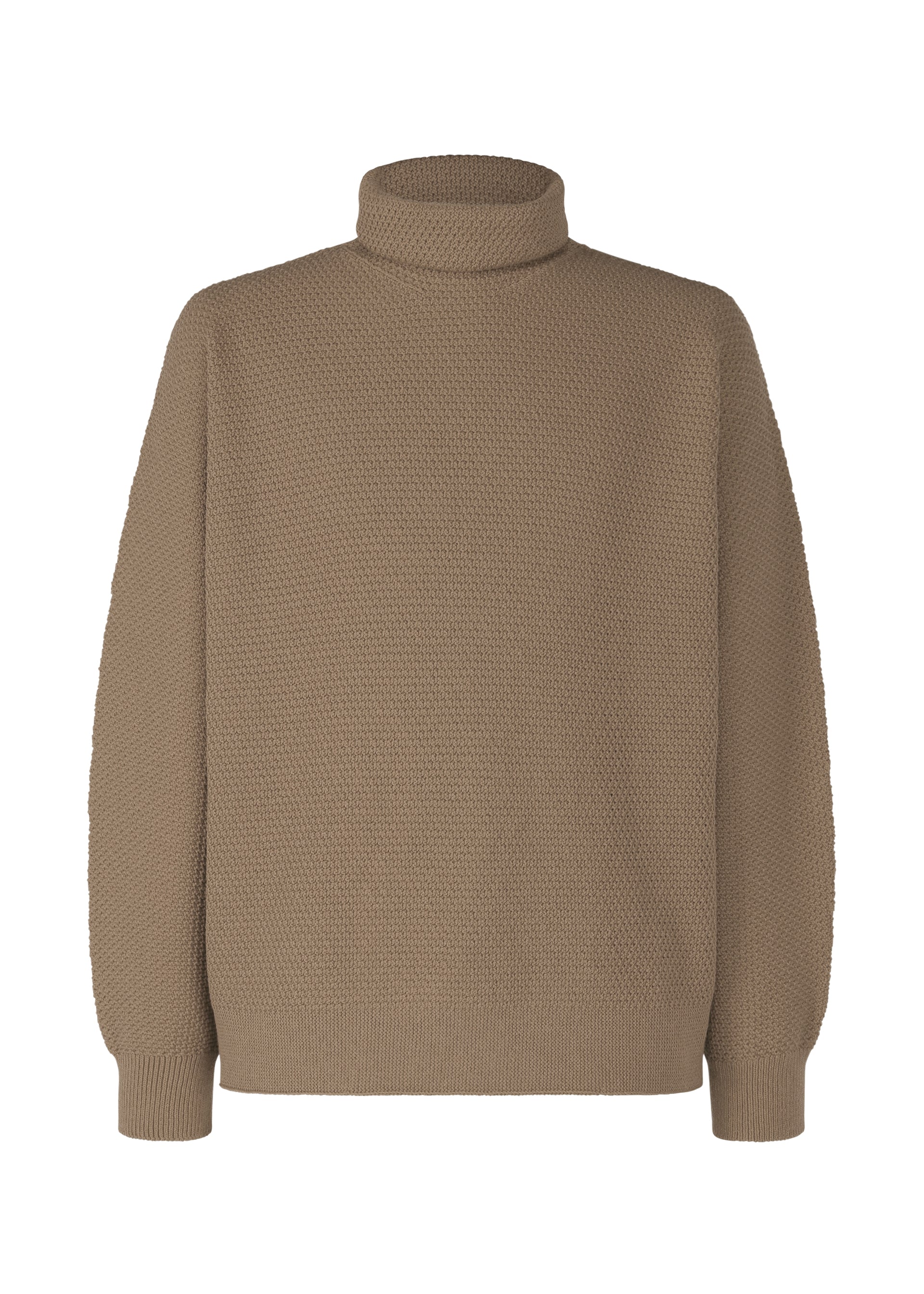 A product shot of the HOMME PLISSÉ ISSEY MIYAKE RUSTIC KNIT top in greige (19).