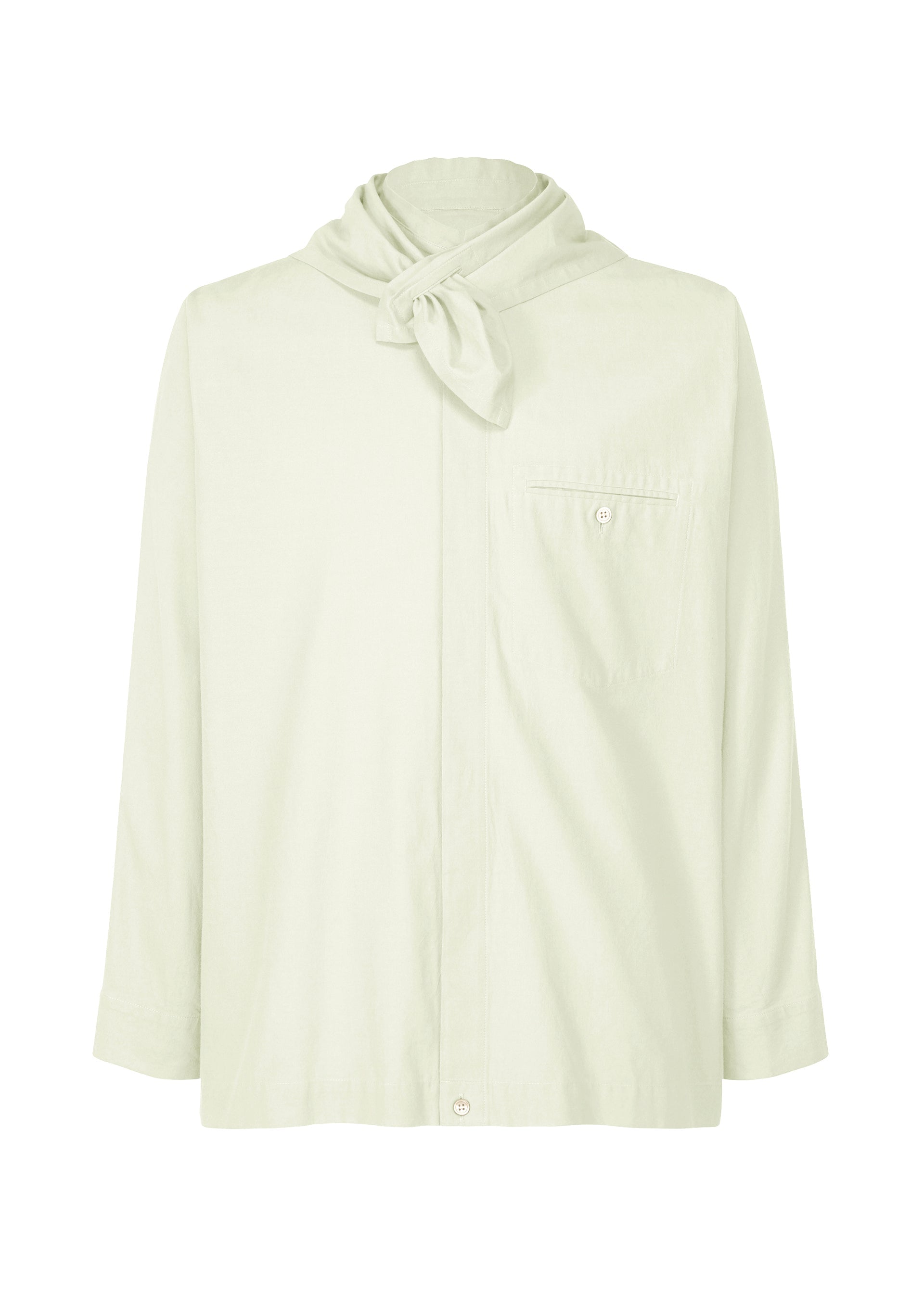 STREAMLINE SHIRT Scarf-like Neckline Shirt White Green – The