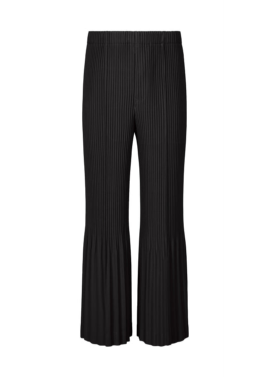 A product shot of the HOMME PLISSÉ ISSEY MIYAKE PLEATS BOTTOMS 1 trousers in black.