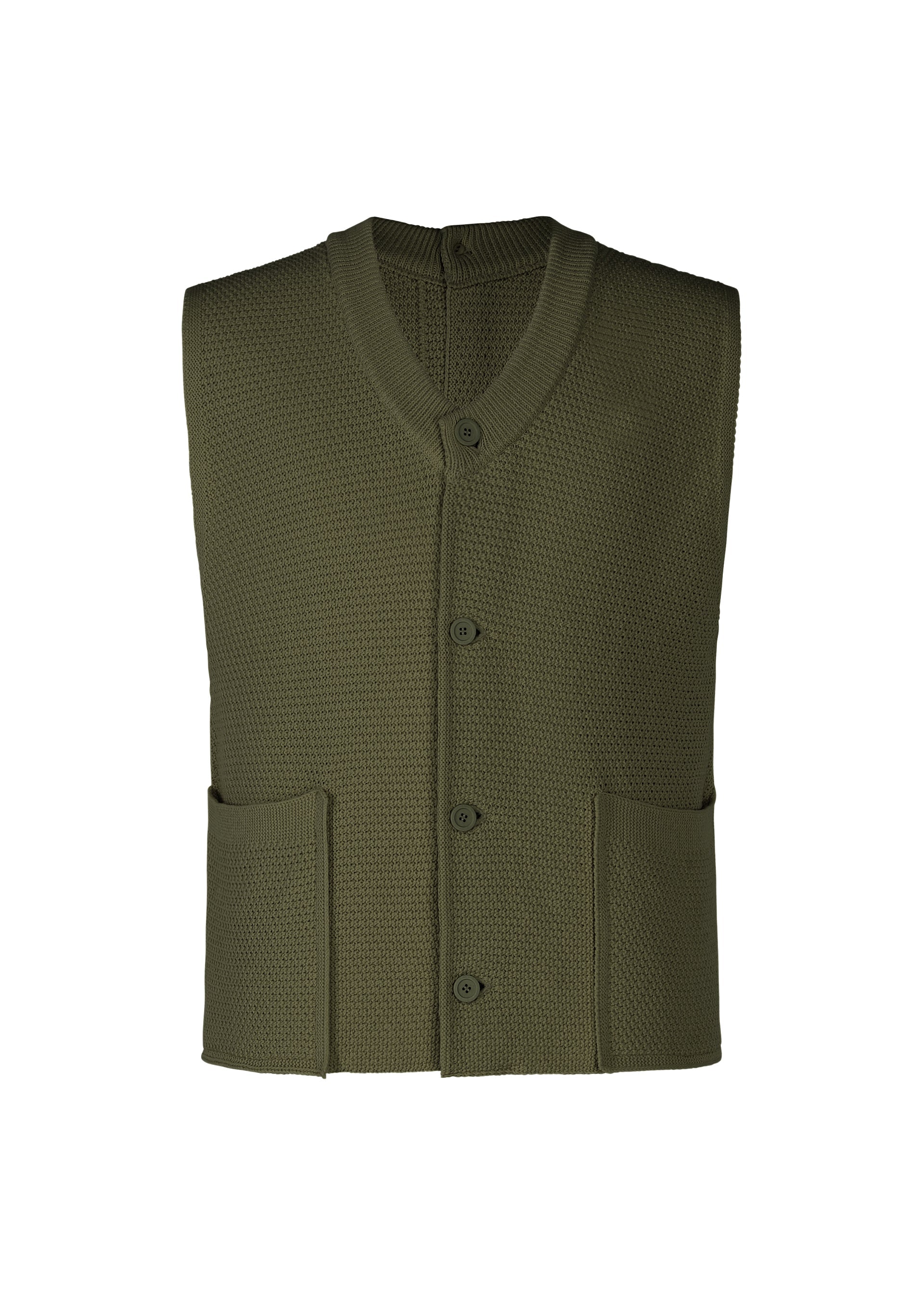 RUSTIC KNIT Vest Khaki – The official ISSEY MIYAKE ONLINE STORE