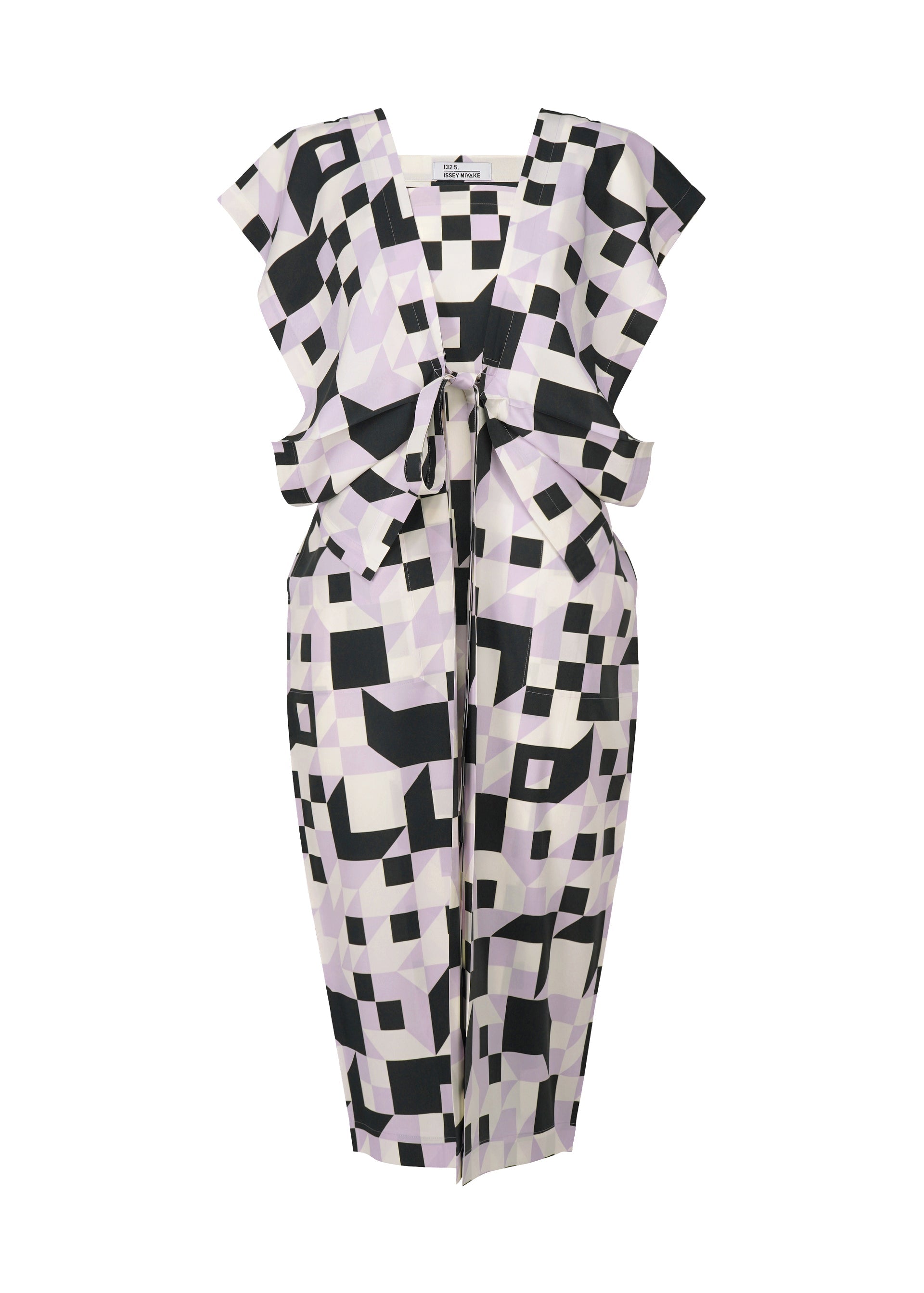 A product shot of the 132 5. ISSEY MIYAKE BOX COMPOSITION dress in icy lilac (80).