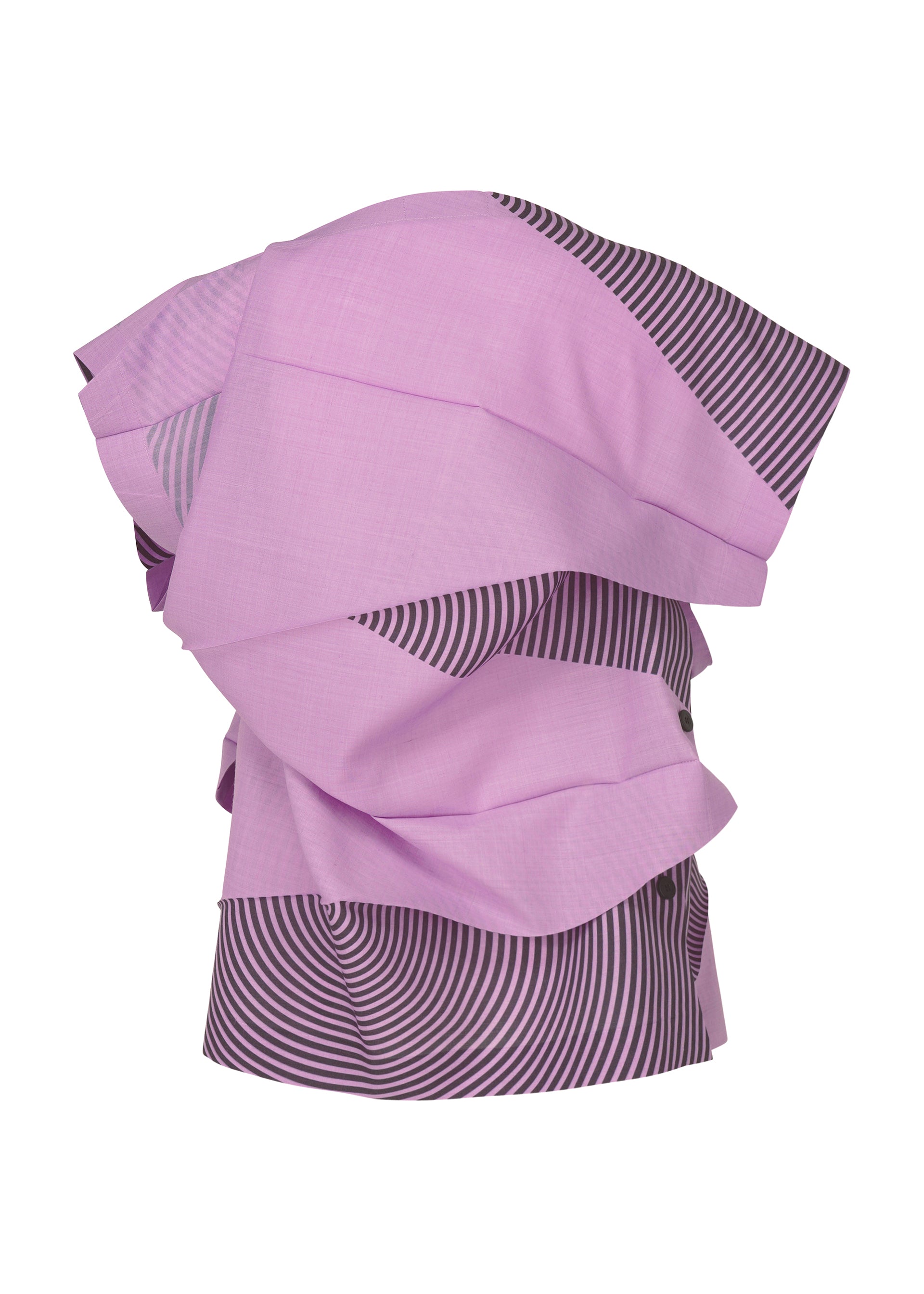 A detail shot of the 132 5. ISSEY MIYAKE FOLD RAMIE PRINT shirt.