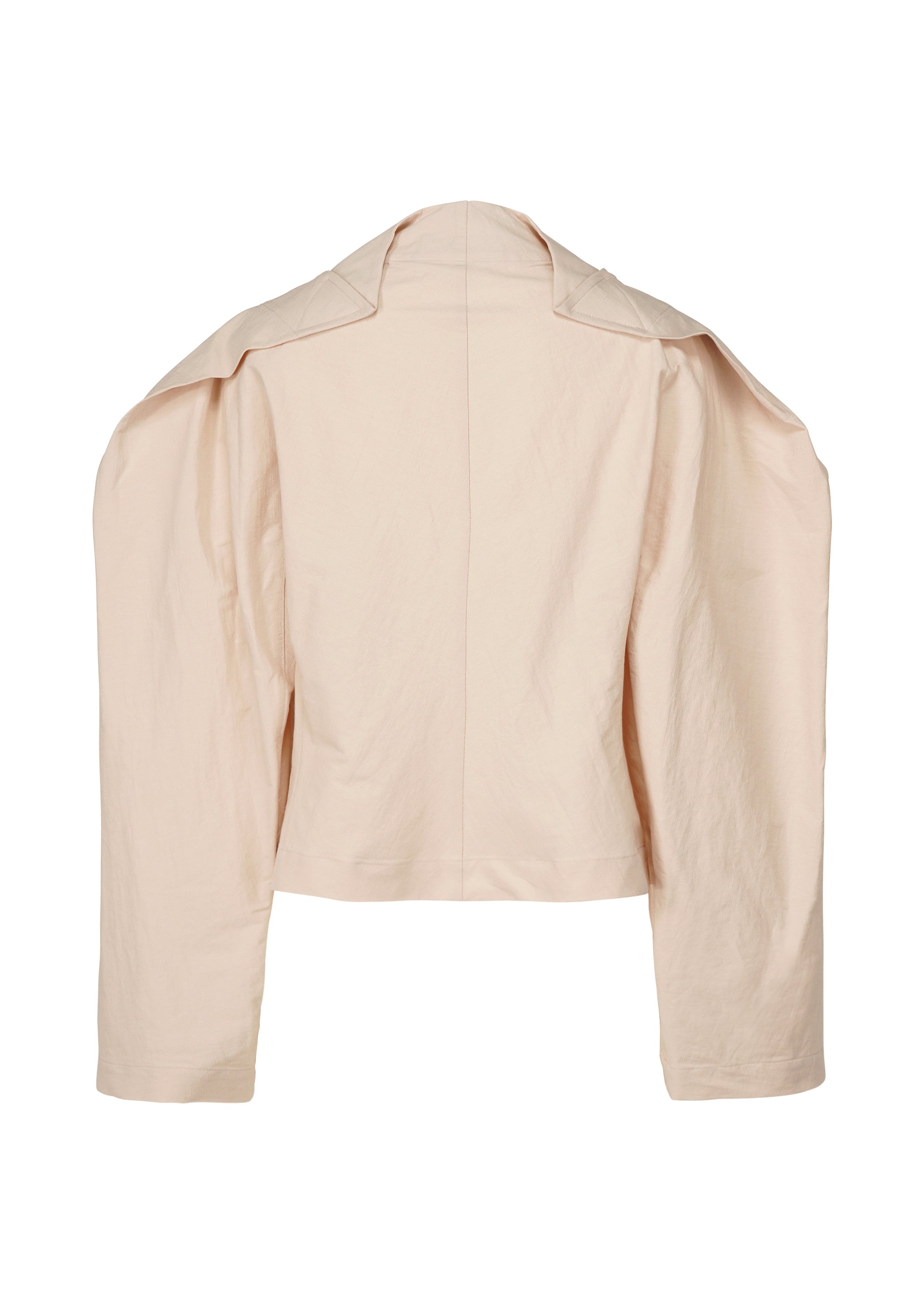 A detail shot of the ISSEY MIYAKE FOLD TO FORM jacket.