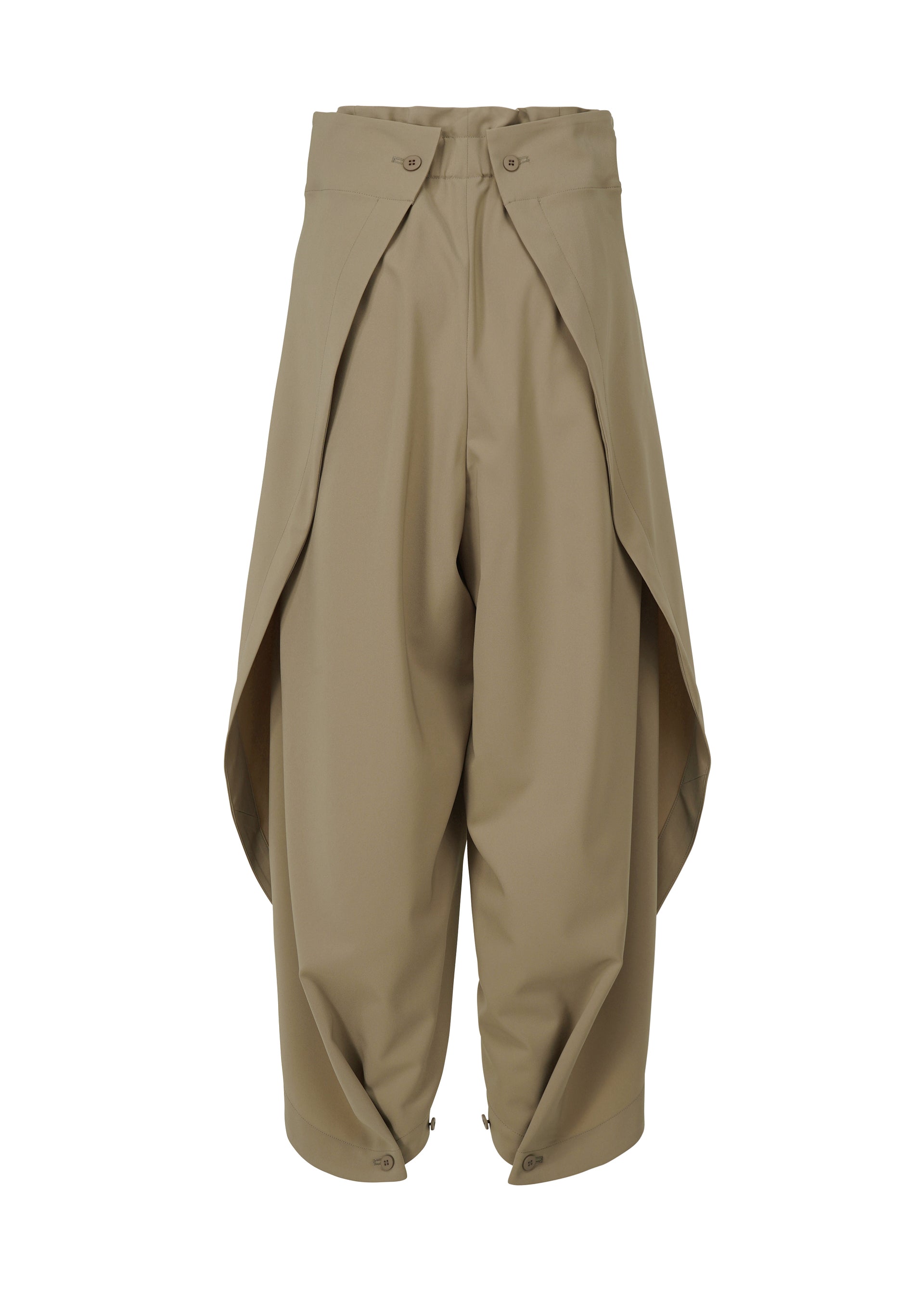 A detail shot of the ISSEY MIYAKE ROUND PANTS trousers.