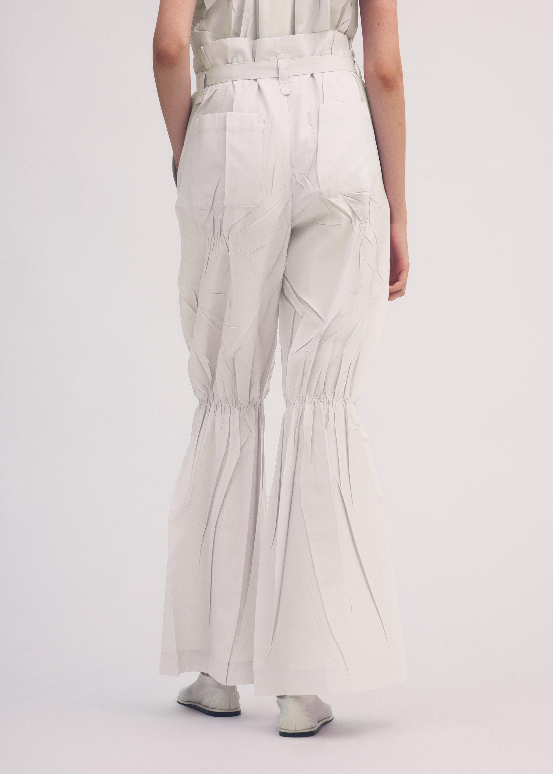 CRIMPED AND PRESSED Trousers Washi White