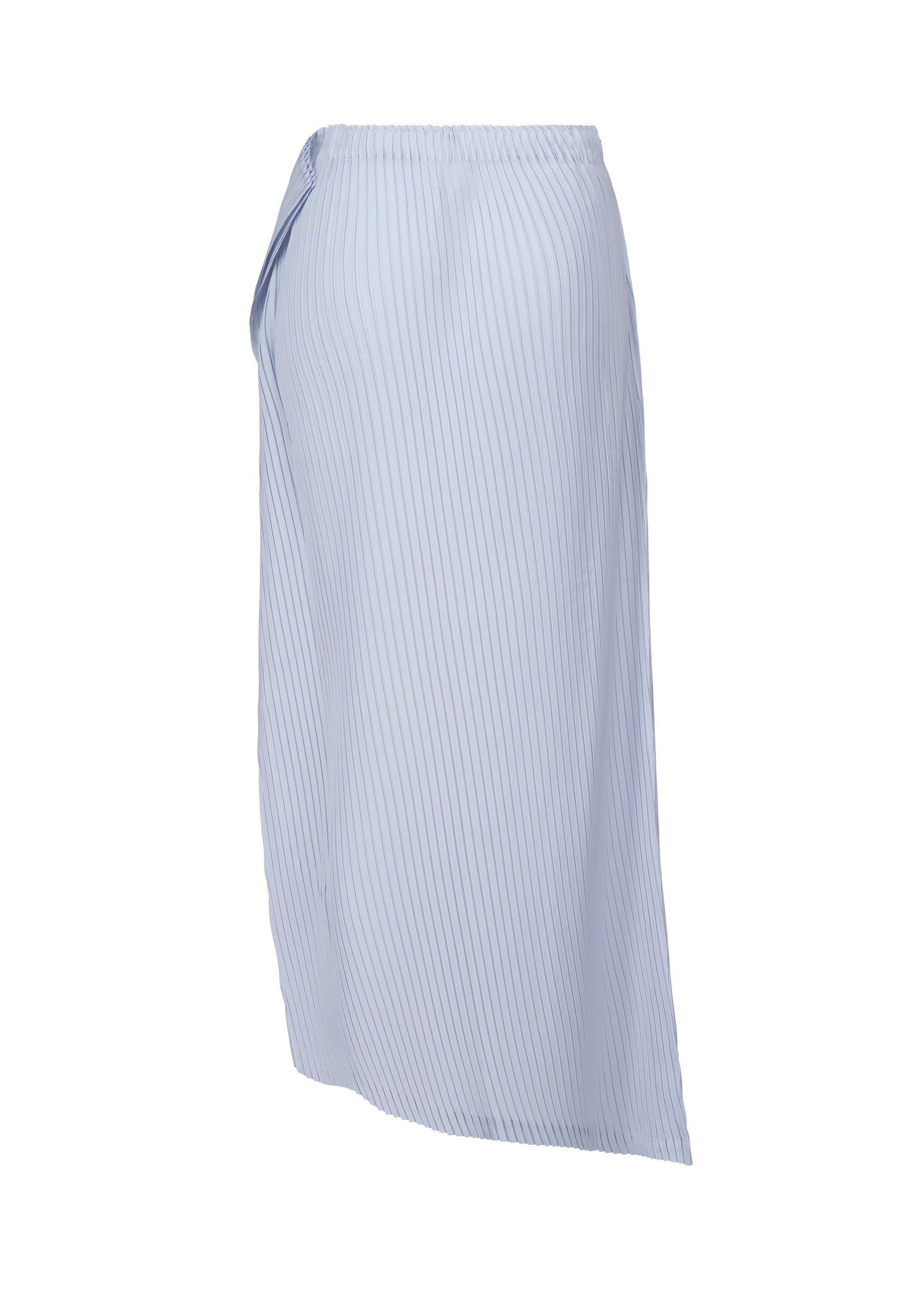A detail shot of the ISSEY MIYAKE SHADOW STUDY PLEATS SOLID skirt.