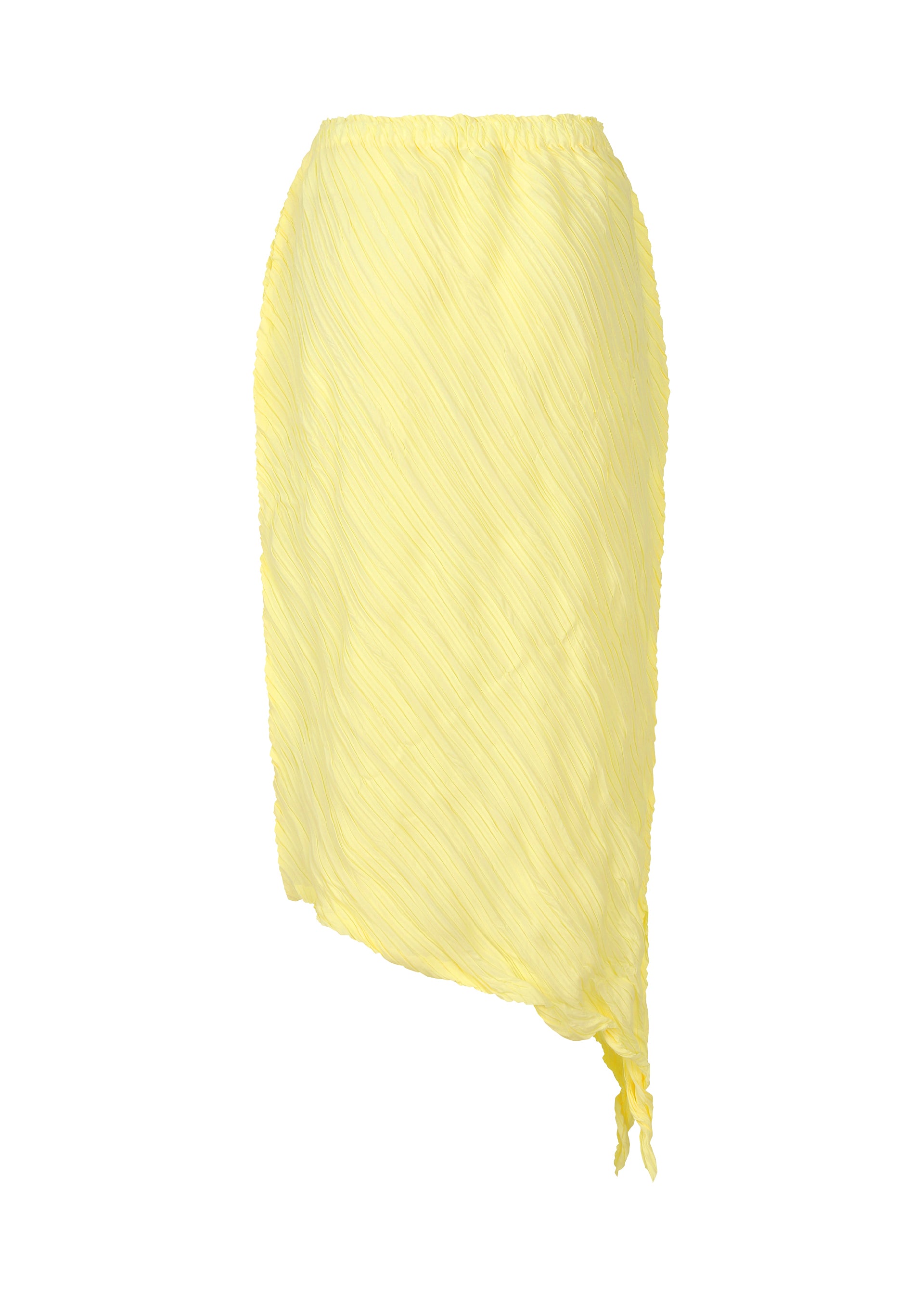 A detail shot of the ISSEY MIYAKE WRINKLED AND TWISTED skirt.