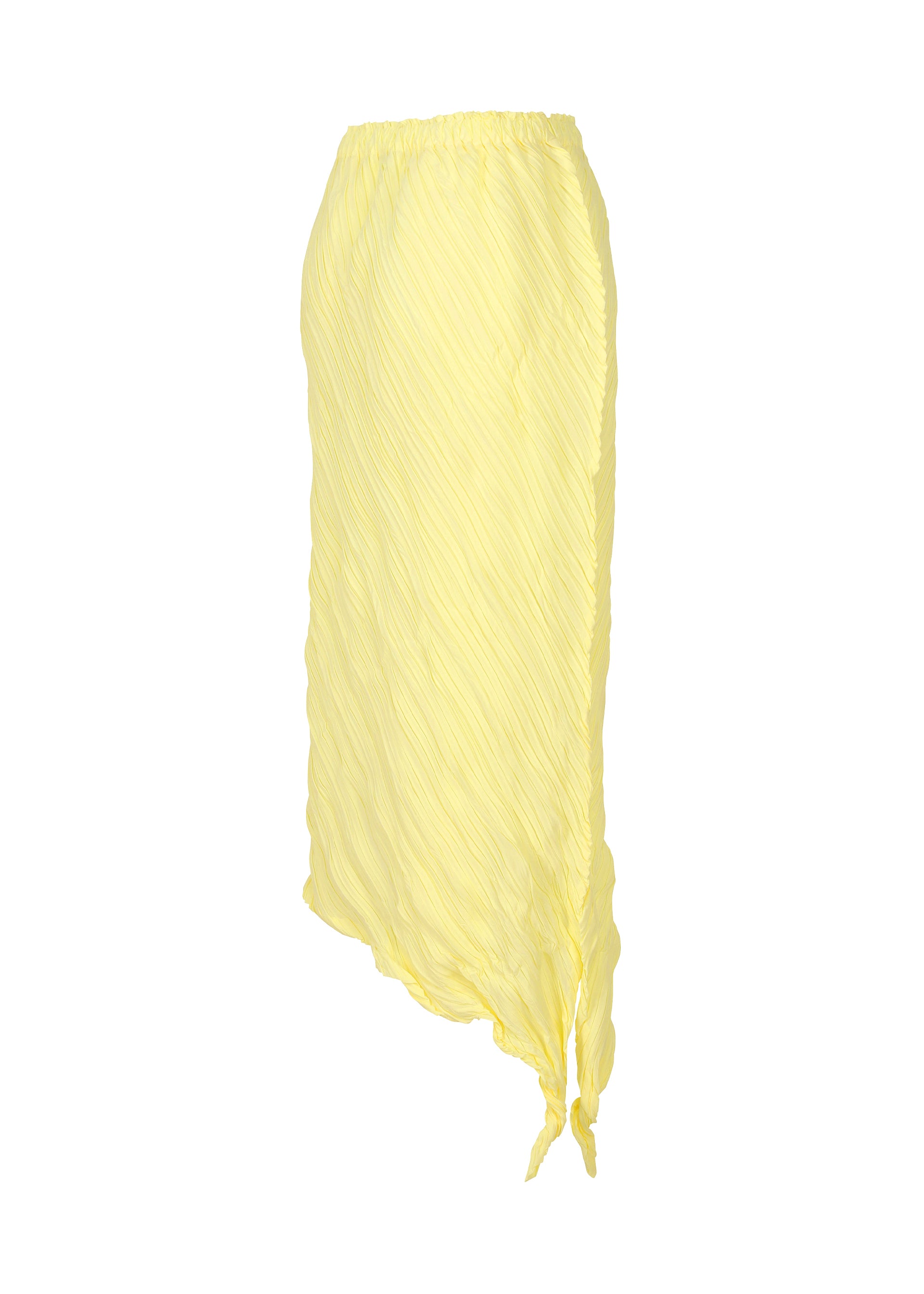 A detail shot of the ISSEY MIYAKE WRINKLED AND TWISTED skirt.