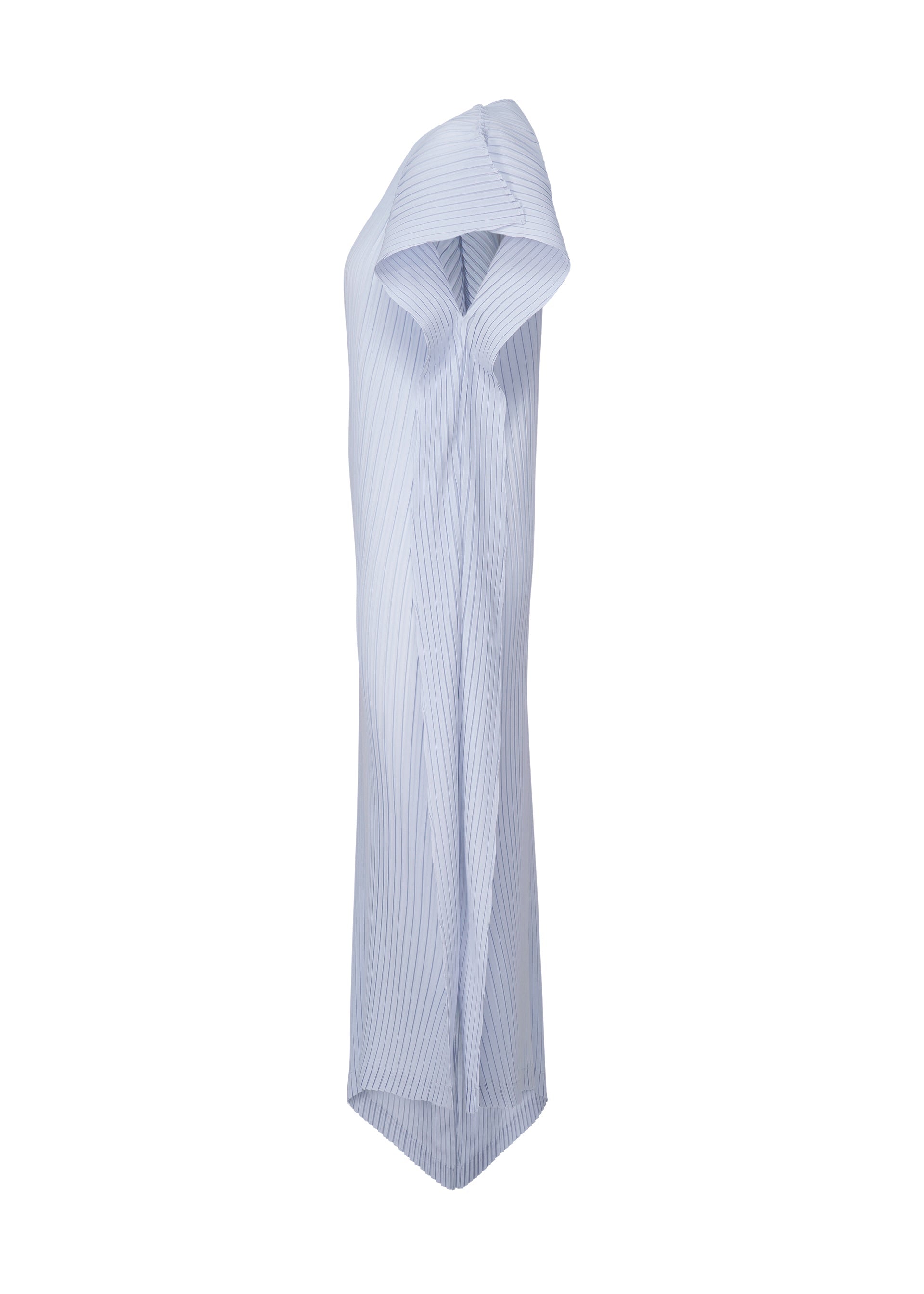 A detail shot of the ISSEY MIYAKE SHADOW STUDY PLEATS SOLID dress.