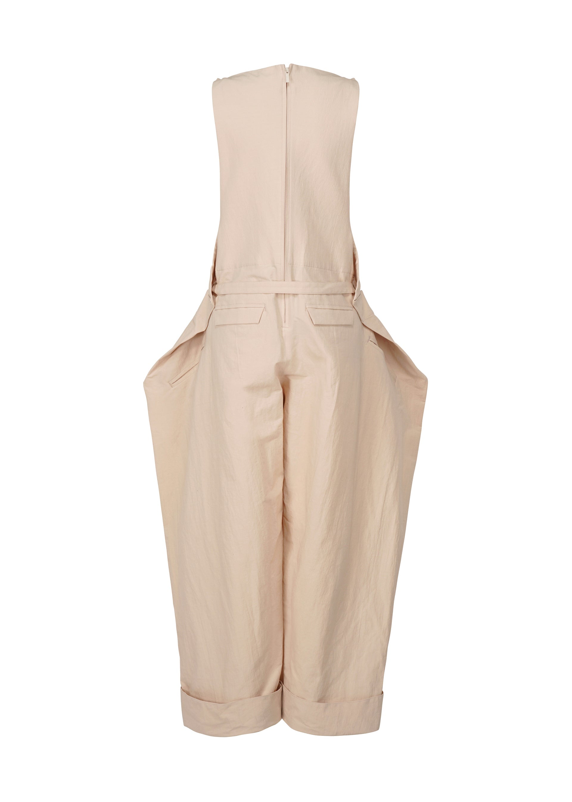 A detail shot of the ISSEY MIYAKE FOLD TO FORM jumpsuit.